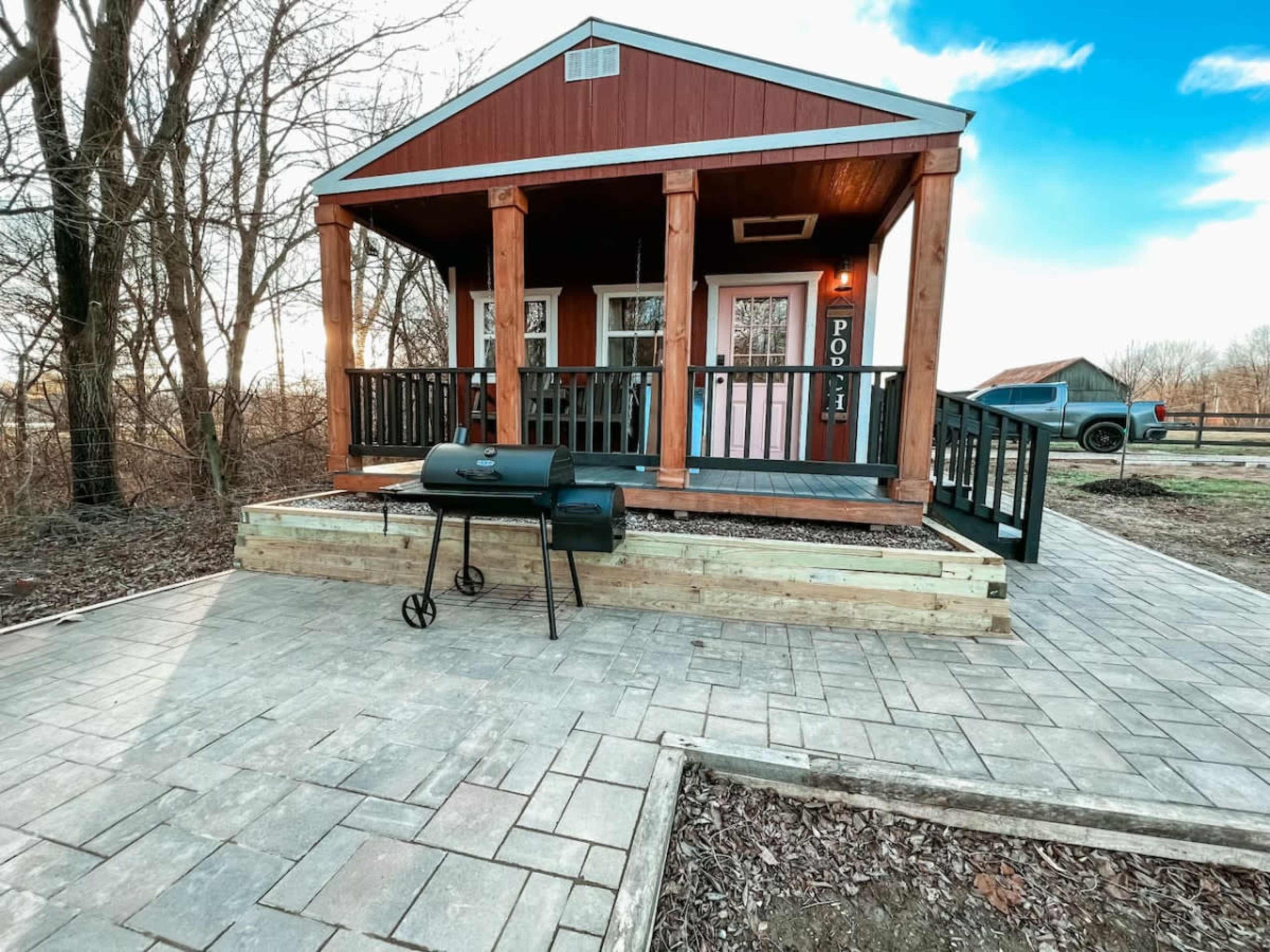 Ruby’s Red Cabin Hot Tub Nature Horses Indy Image in Decatur, Indianapolis, IN