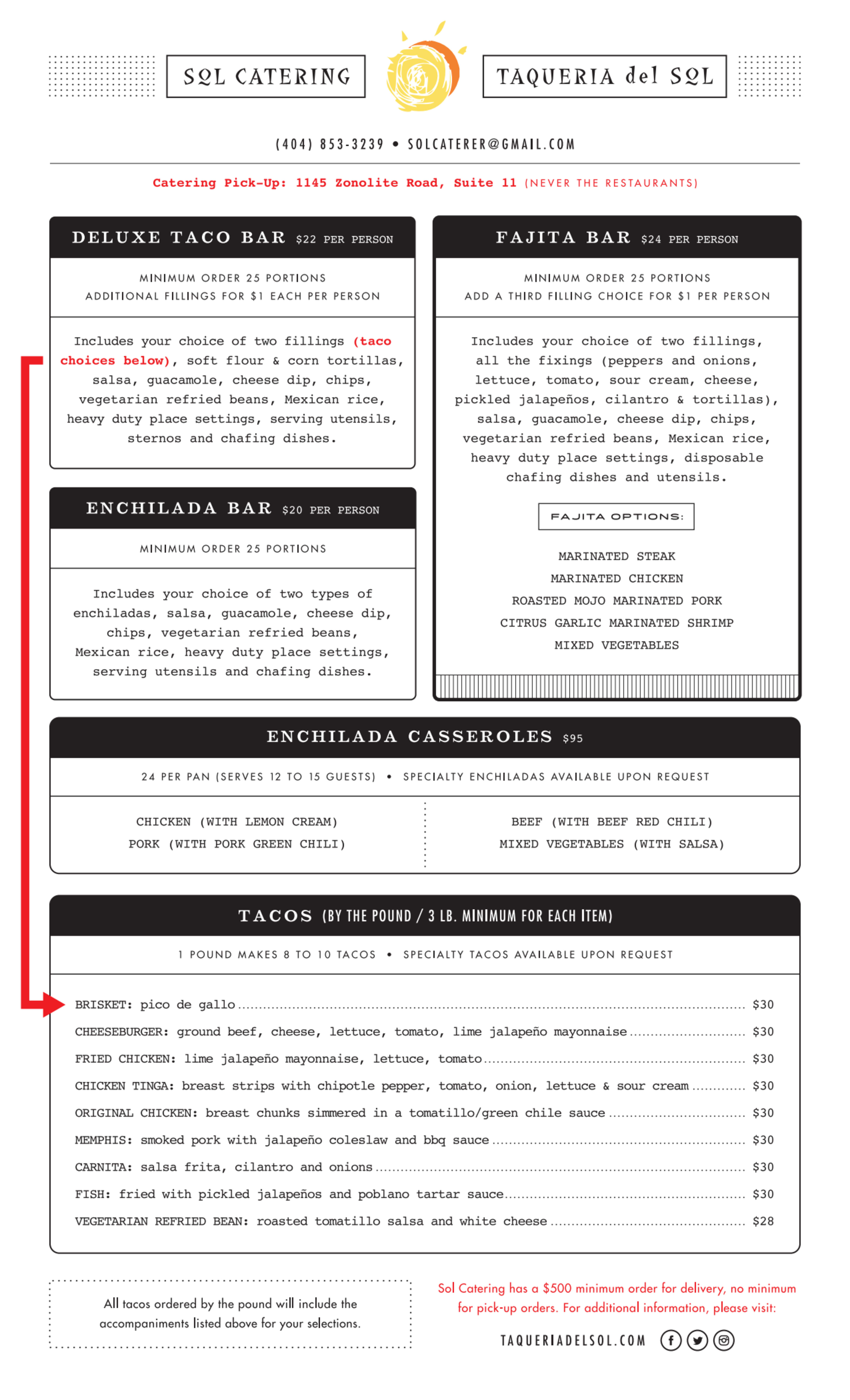 Menu offerings