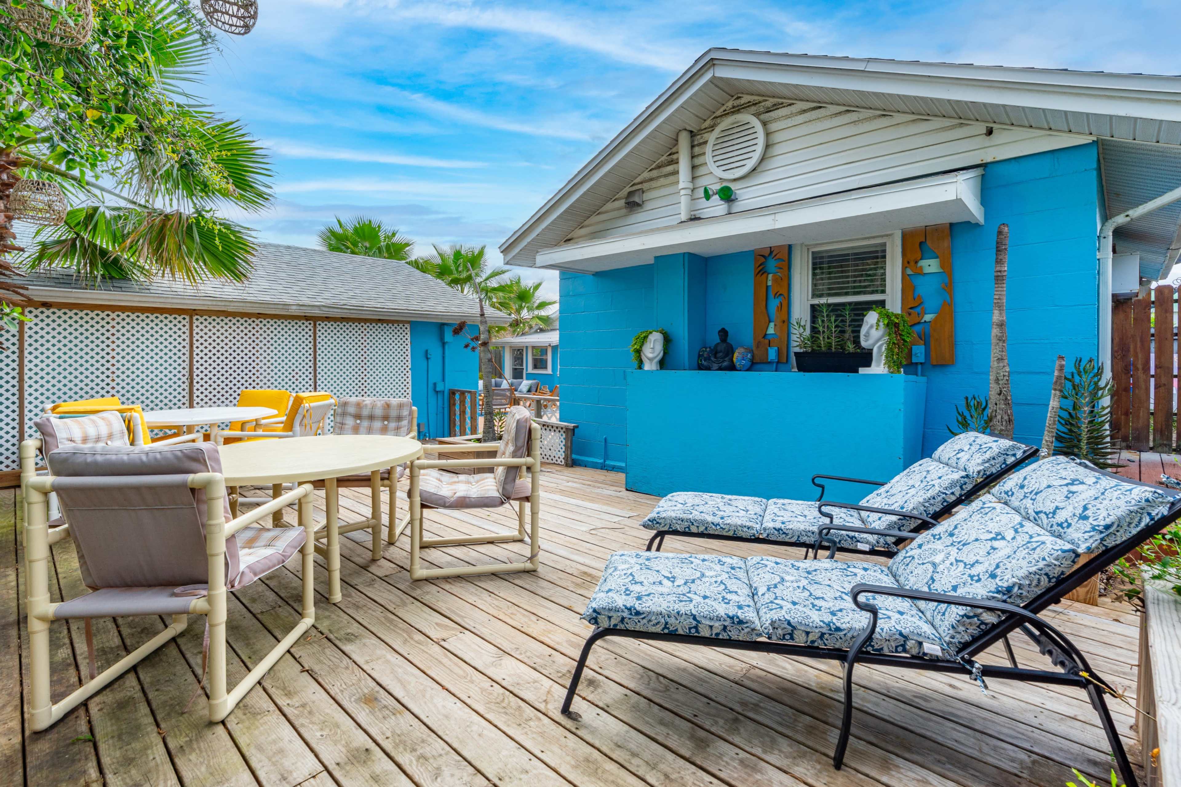 Beach Bungalows and Craft Room in a Tropical Garden Image in Flagler Beach, Flagler Beach, FL