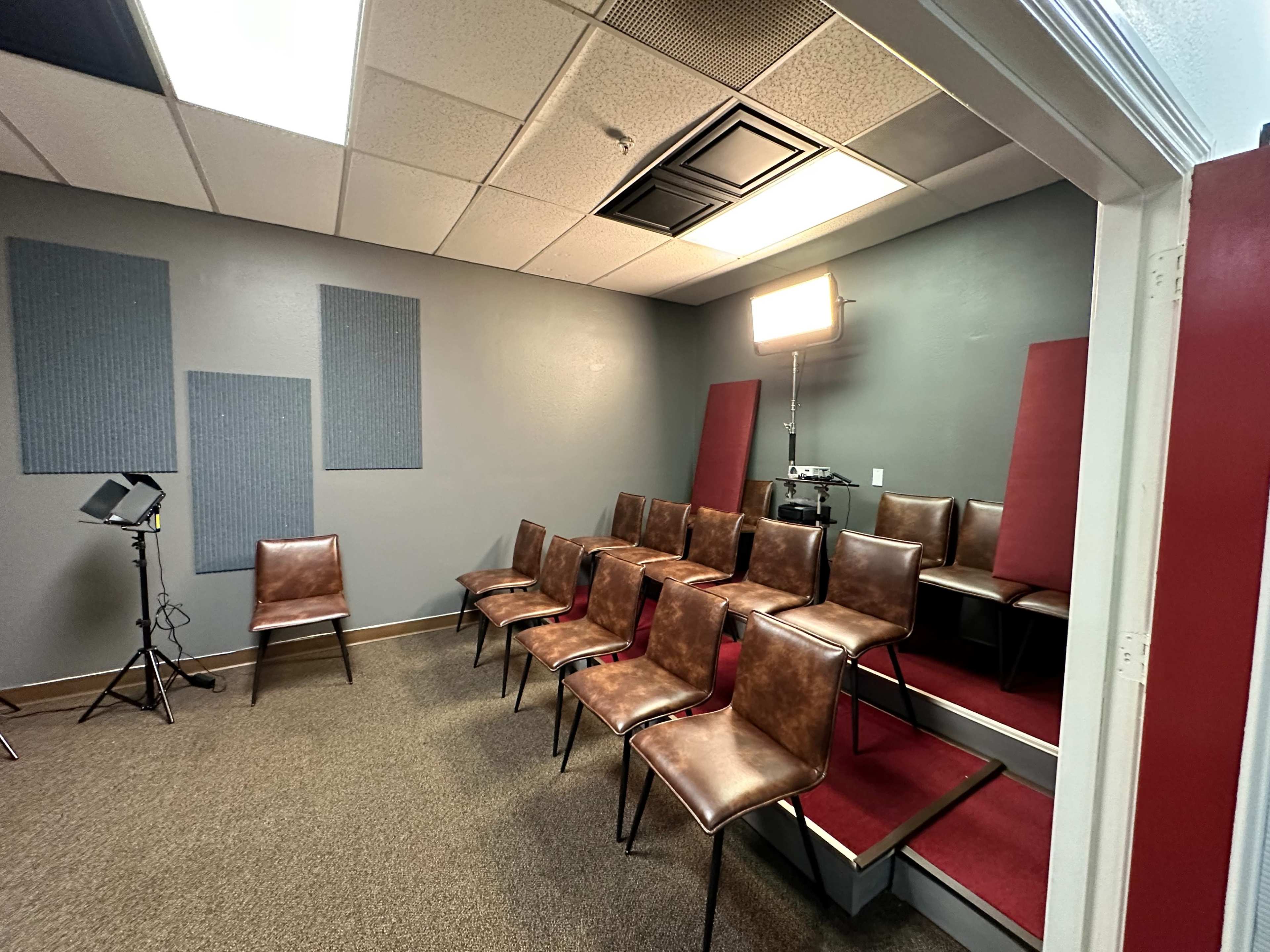 Inspirational Acting Studio with VO Booth, Risers, Projector, Lounge and Office Space in Downtown Costa Mesa Image in Costa Mesa, Costa Mesa, CA