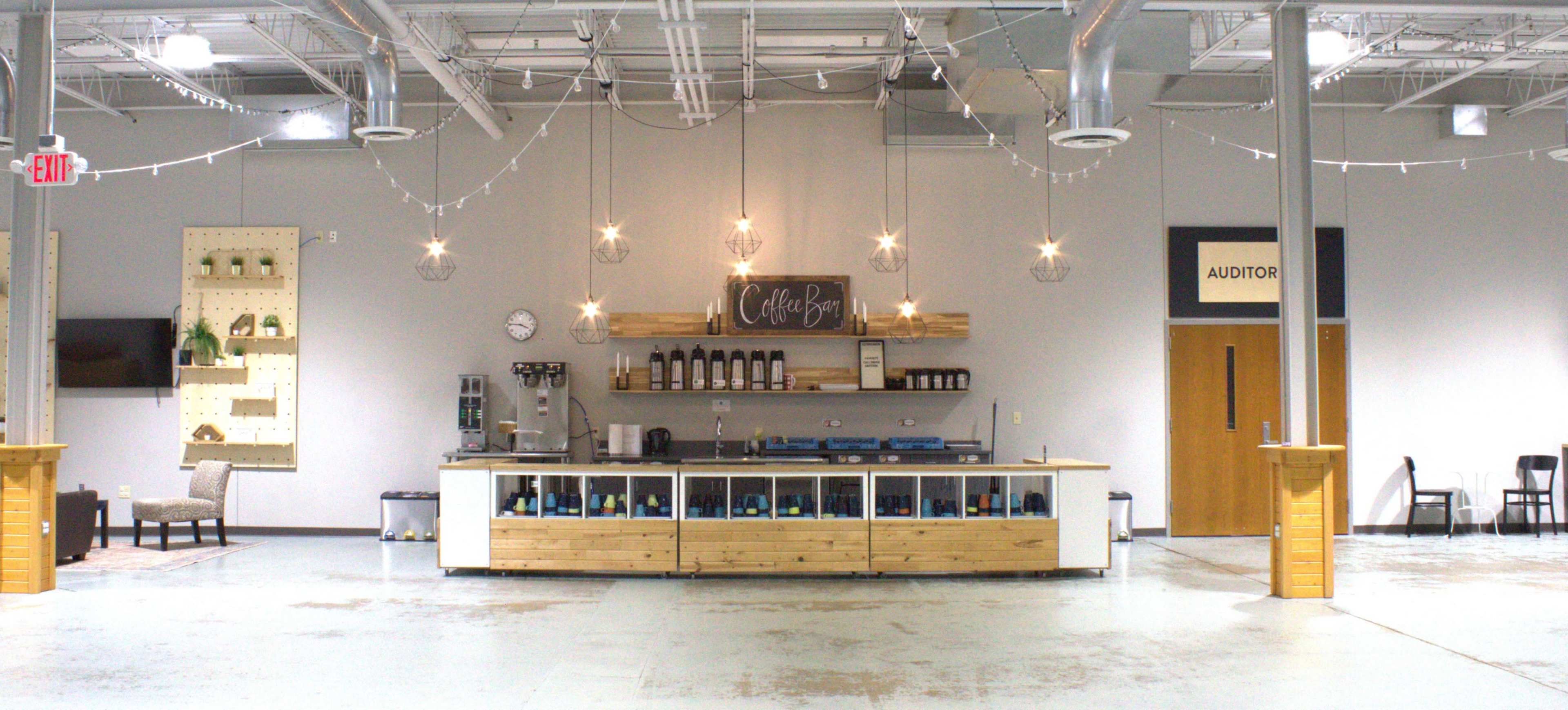 Spacious auditorium with industrial chic cafe/lobby Image in Mid-City Industrial, Minneapolis, MN