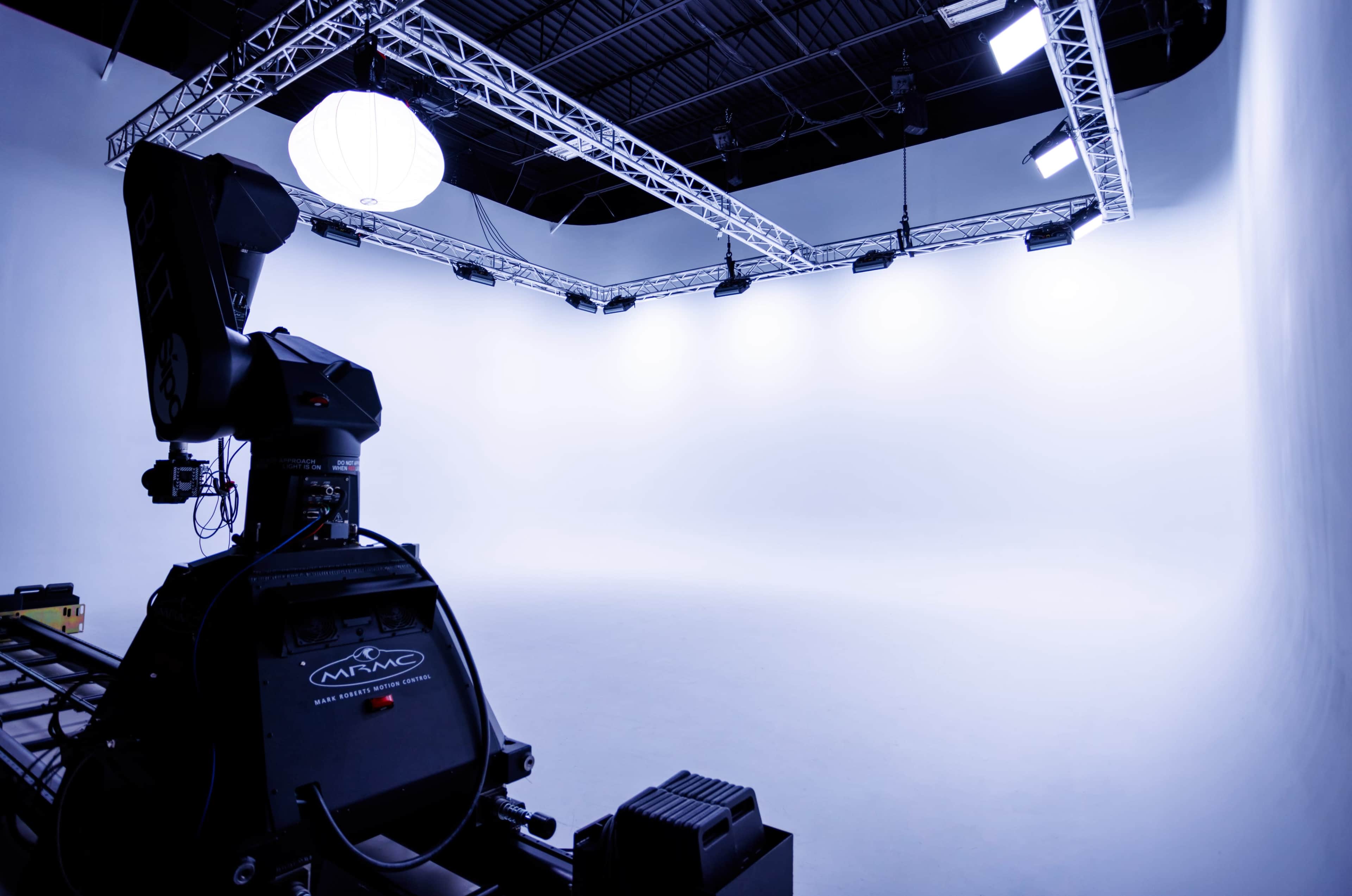 Video Production Studio with 25 foot 3-sided cyc wall fully lit cyc ...