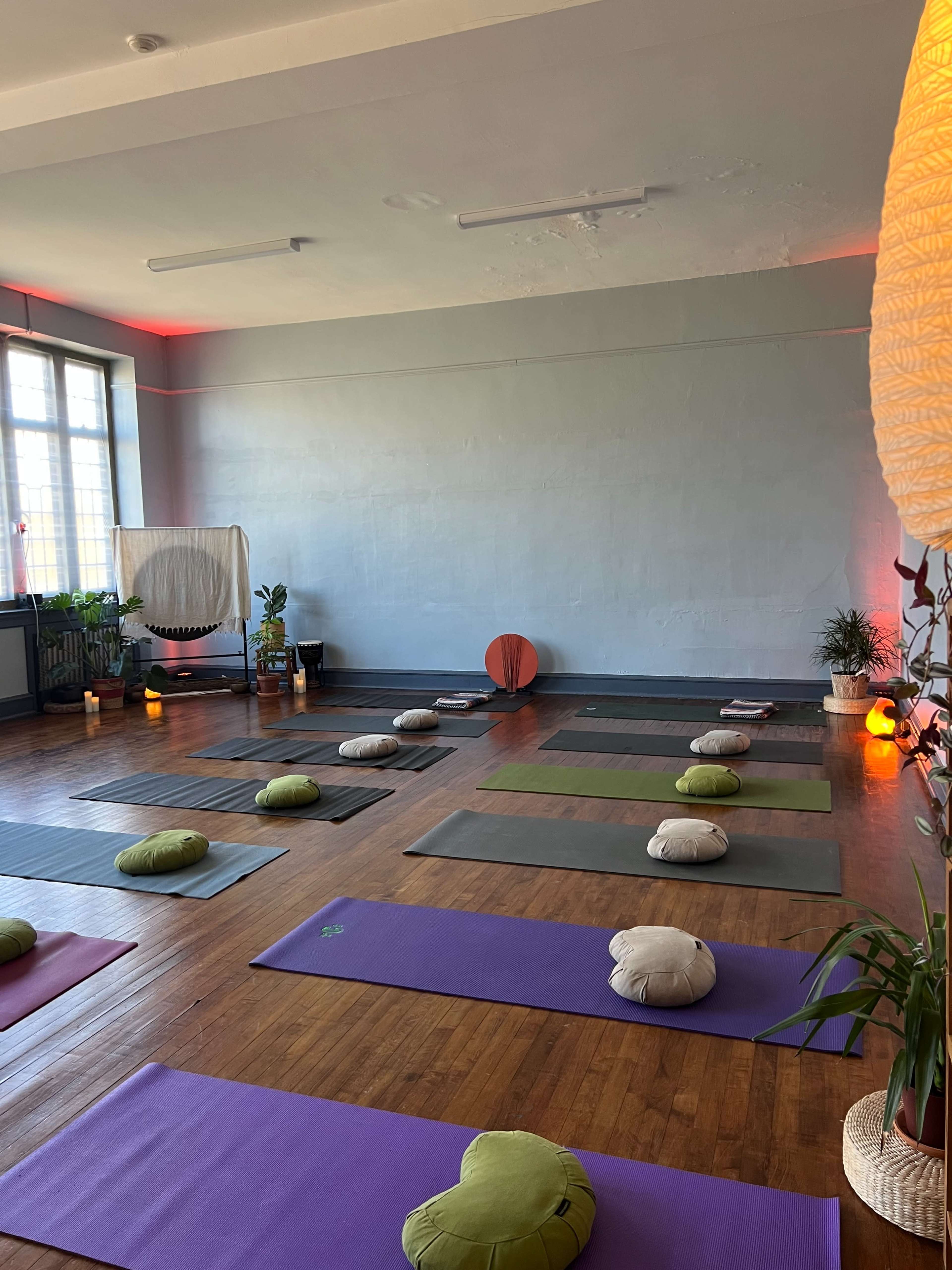 Sunlit Church Yoga Studio with Beautiful Sanctuary Windows Image in Mount Airy, Philadelphia, PA