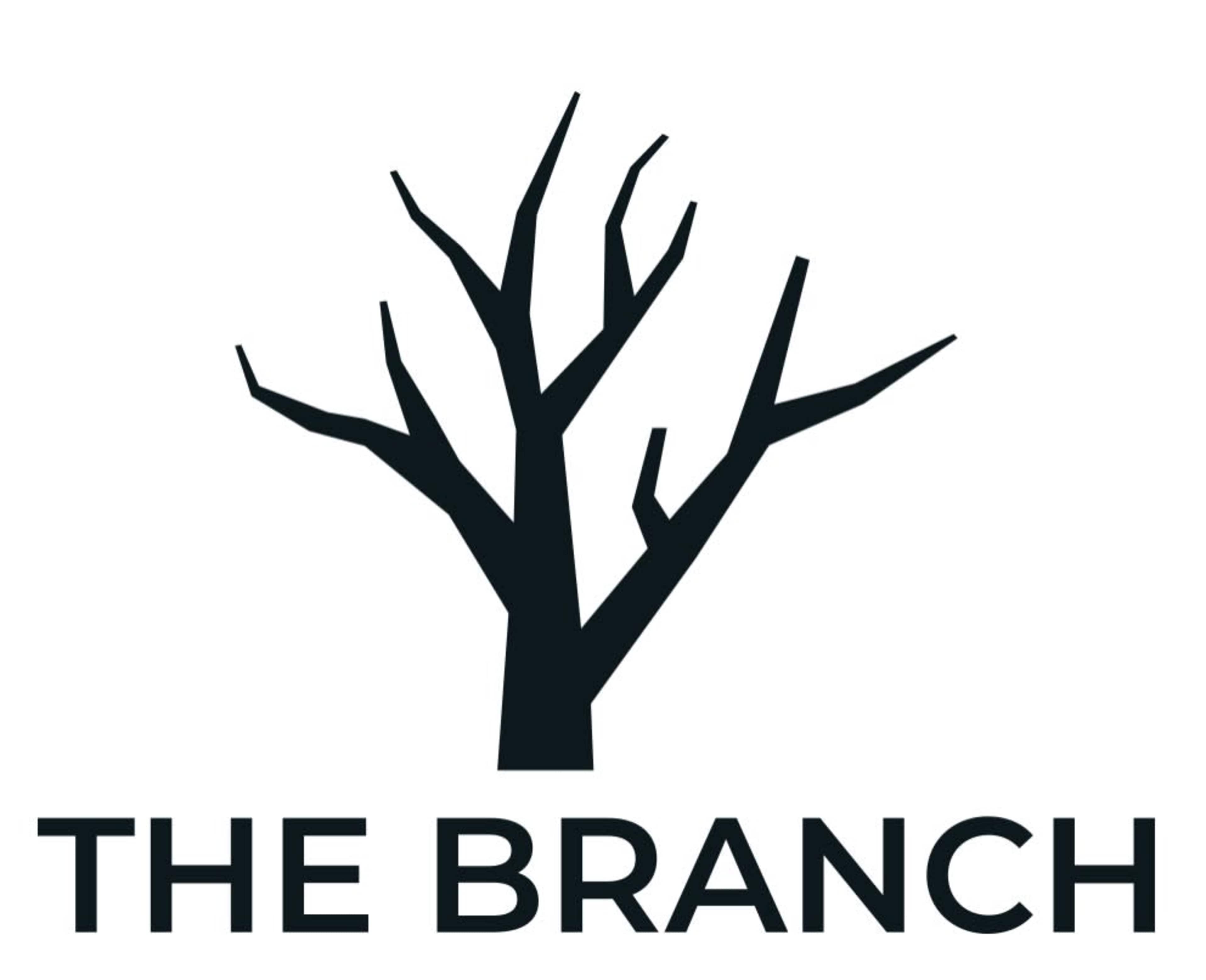 A stylized black tree silhouette above the text "THE BRANCH" in bold letters.