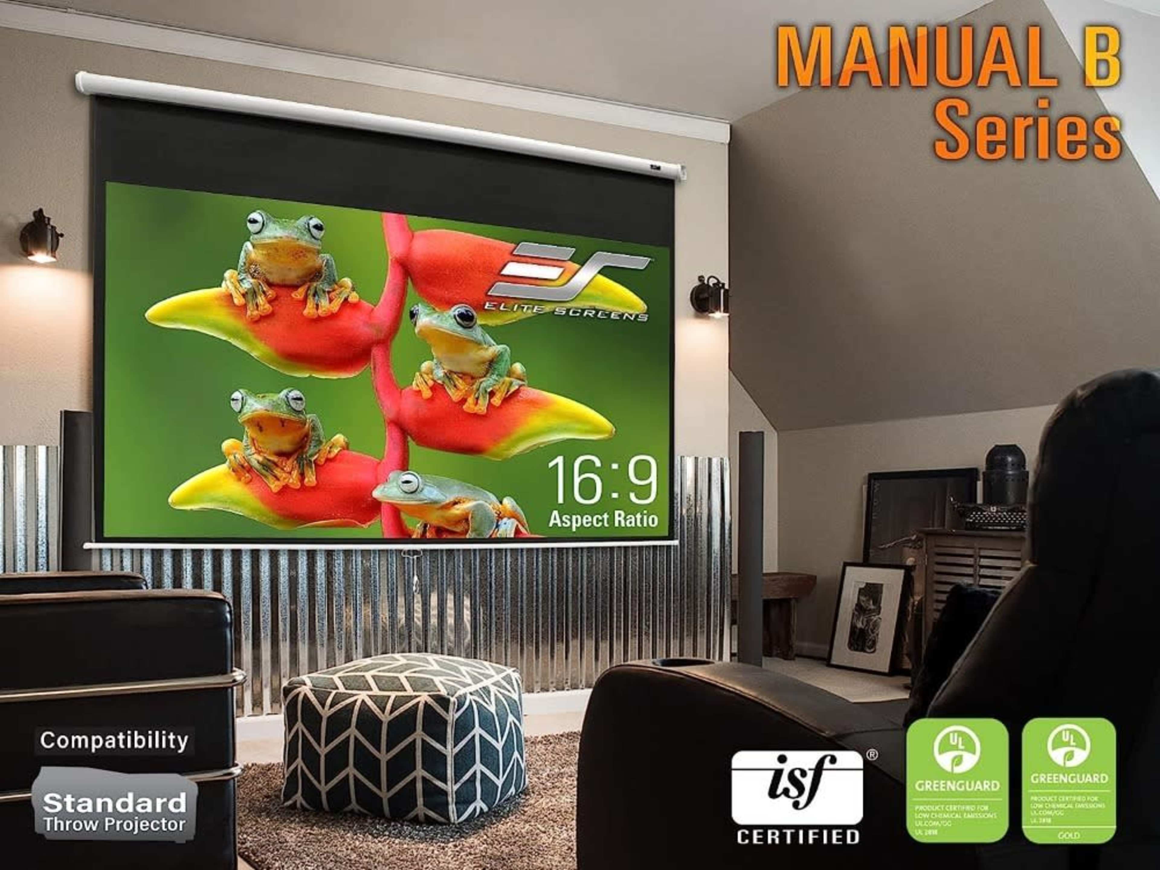 Elite Screens Manual 125-INCH Manual Pull Down