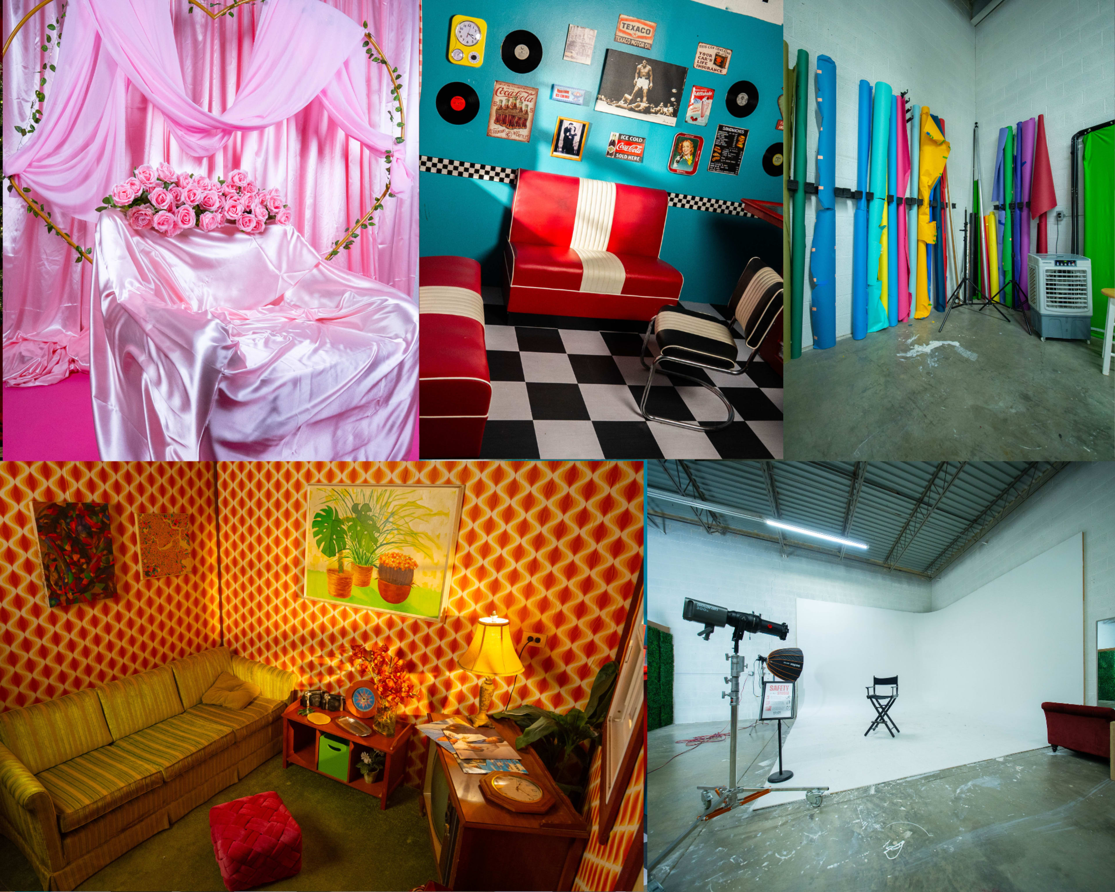 Large Warehouse Studio w/ Vintage Sets, Valentines Set, Infinity Wall, Colored Papers Image in Sugar Creek, Charlotte, NC