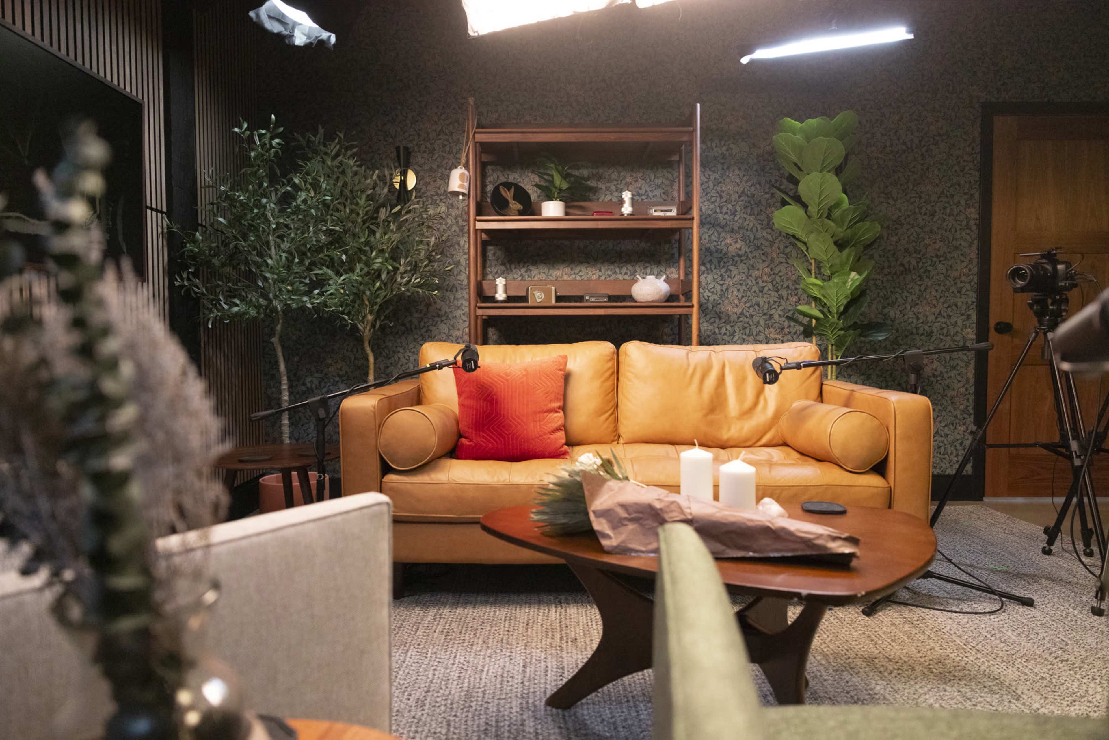 Pre-Lit, Luxe Podcast Studio with Engineer and Equipment (6K BlackMagic Cameras, Shure SM7B Mics, Custom Lighting) Image in Tropico, Glendale, CA