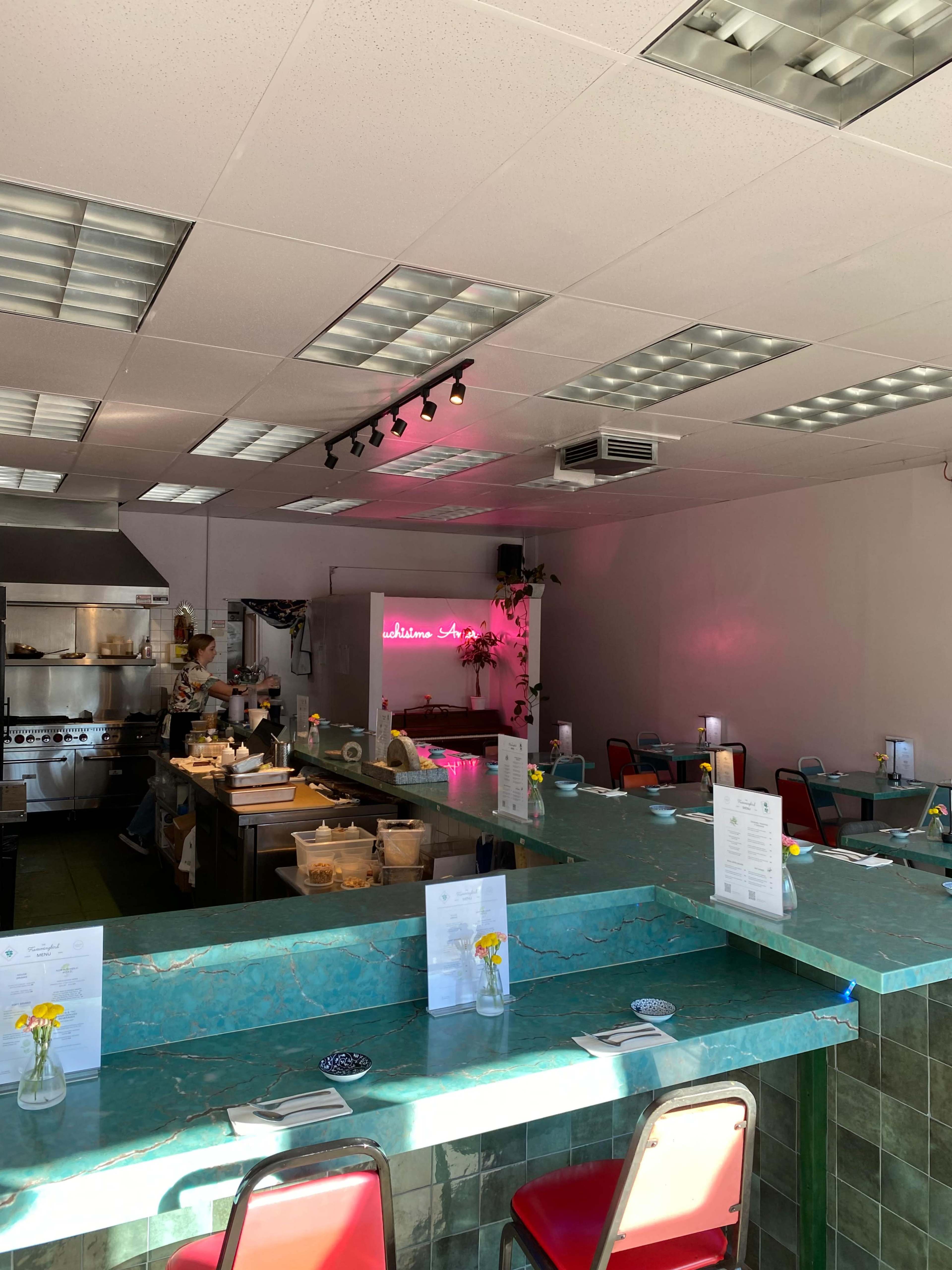 Charming Echo Park restaurant with beautiful turquoise-blue bar Image in Echo Park, LOS ANGELES, CA