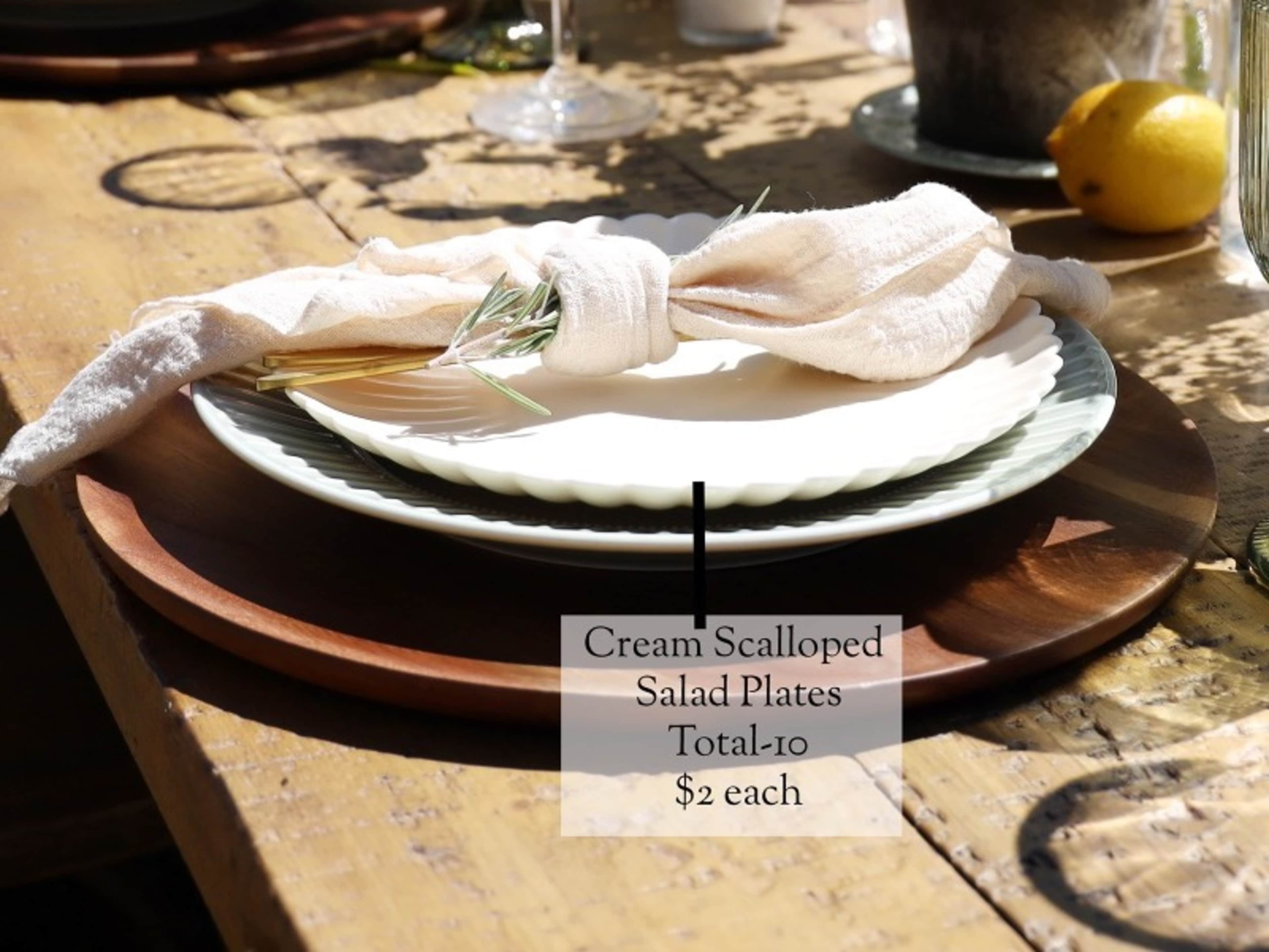 Cream Scalloped Salad Plates