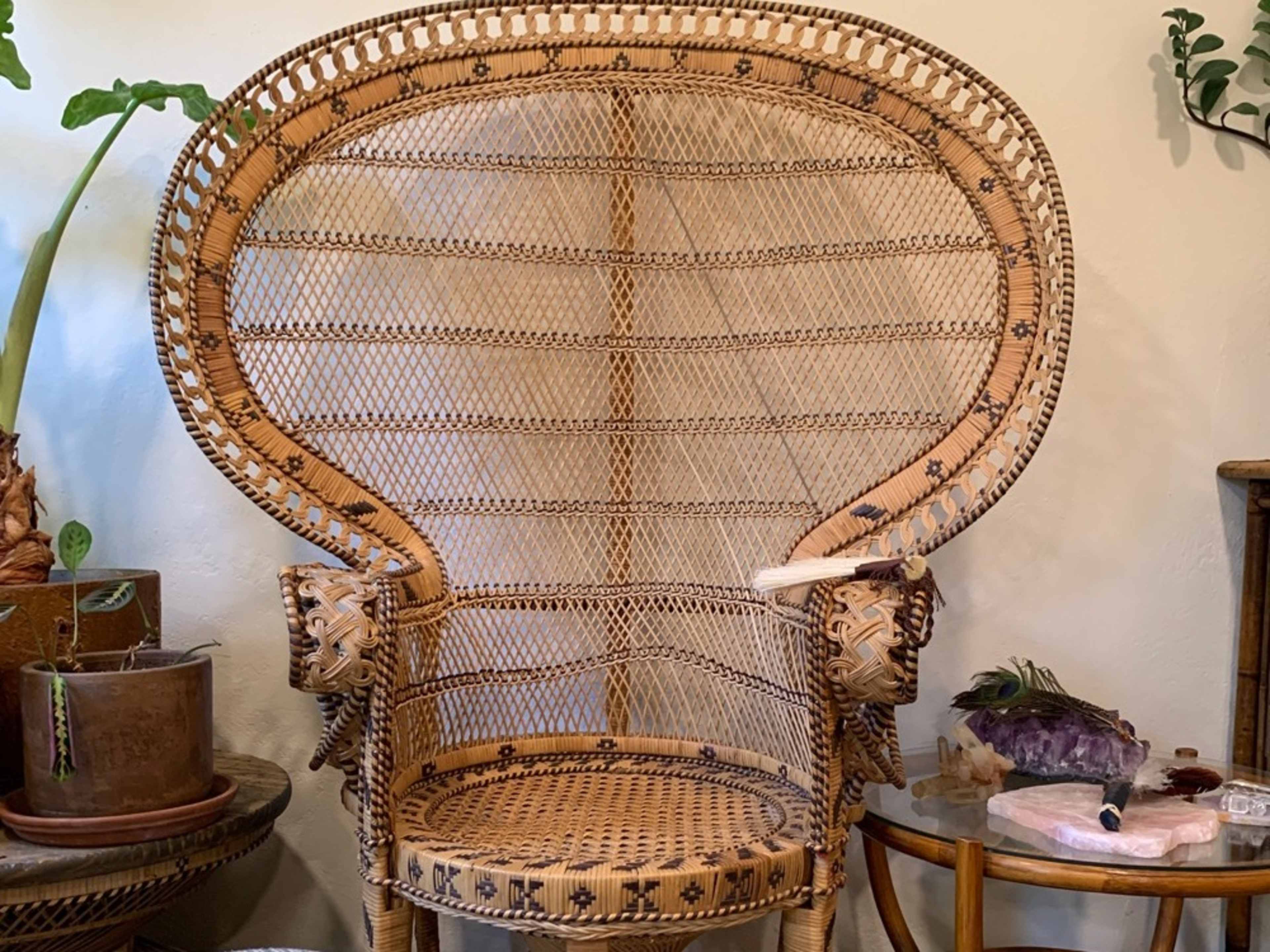 Emmanuelle Peacock Wicker Chair