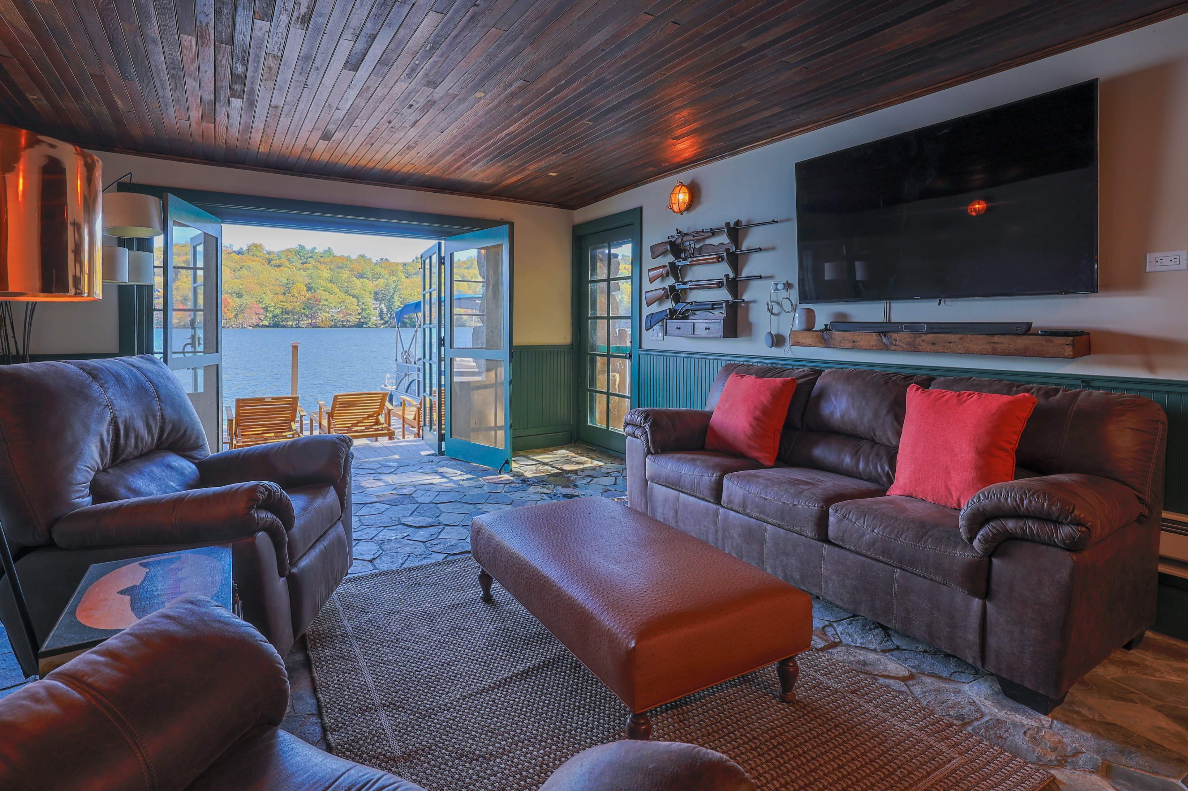 Historic Stone Boathouse on Tuxedo Lake Image in Tuxedo, Tuxedo Park, NY