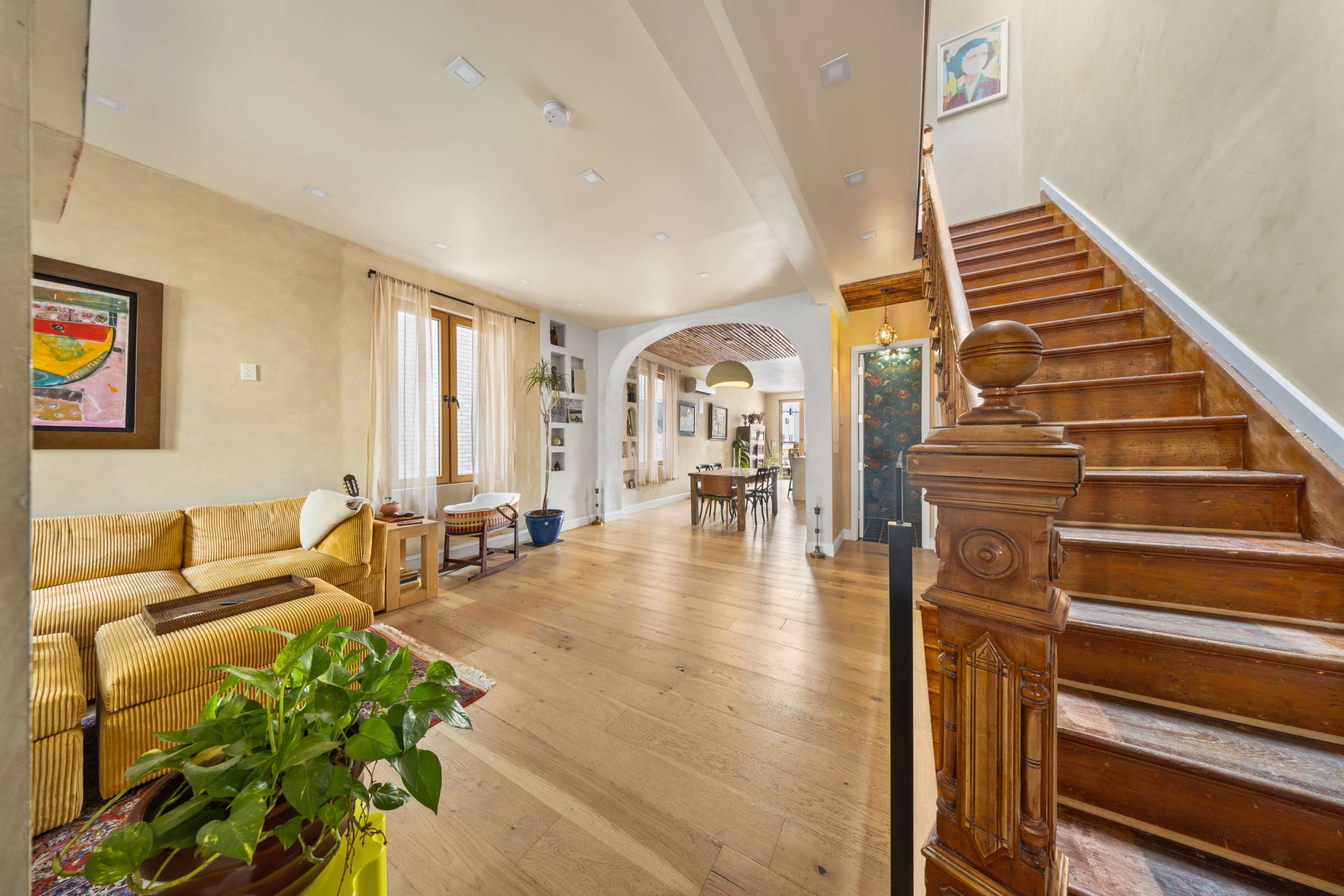 Mediterranean Townhouse with Chic Backyard Image in Ridgewood, Queens, NY