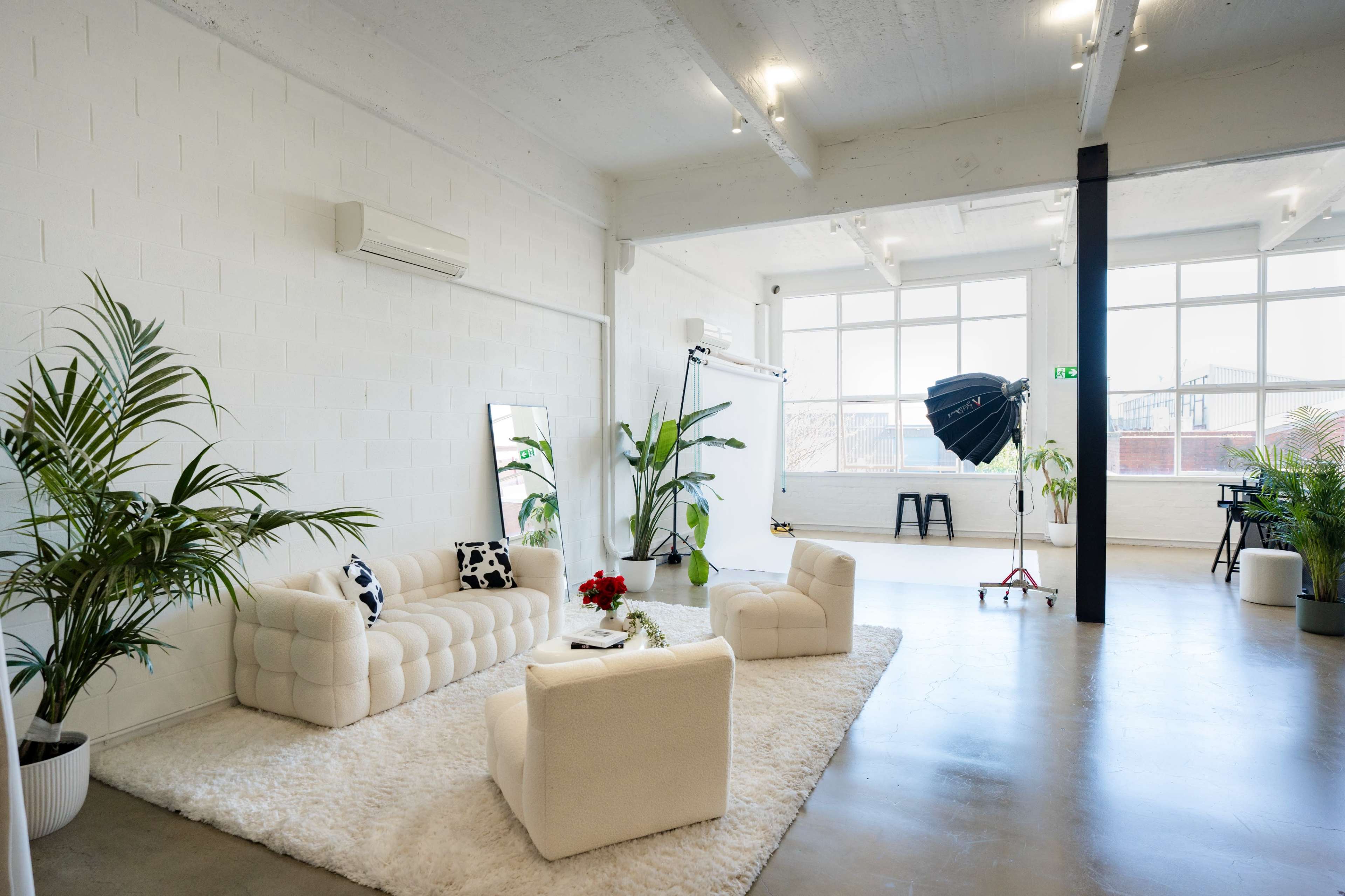 Spacious & Versatile 200sqm Photography, Video & Event Studio with Abundant Natural Light – Perfect for Photoshoots, Workshops, and Private Events. Fully equipped with modern furnishings, flexible lighting, and styled spaces to suit every creative need! Image in Footscray, Footscray, VIC