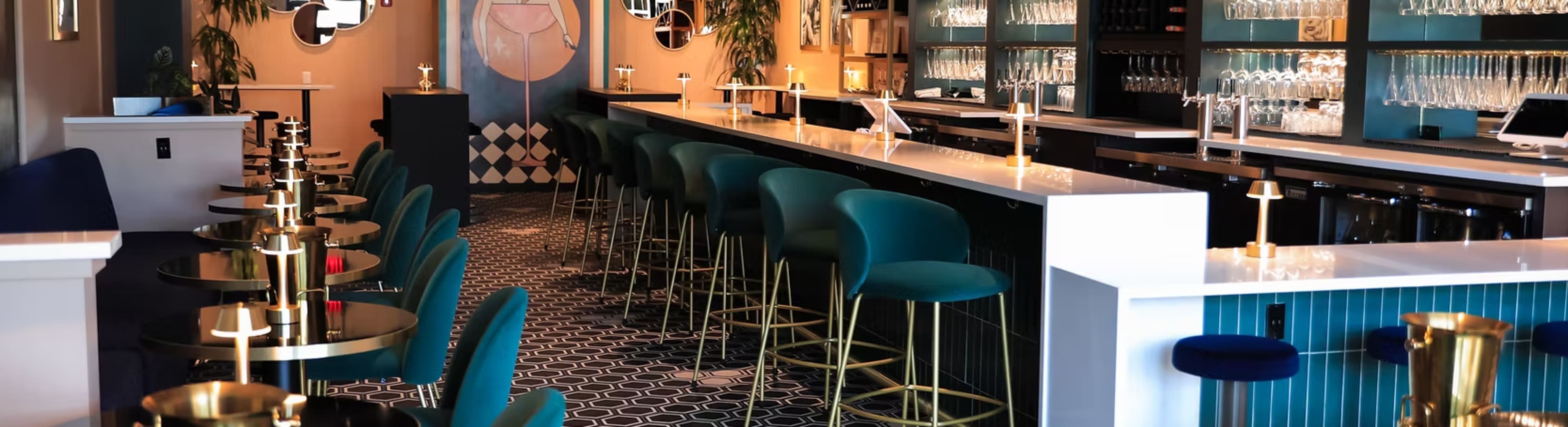 Trendy Champagne Bar with Neon Aesthetic & Photo Ops Image in Maitland, Orlando, FL