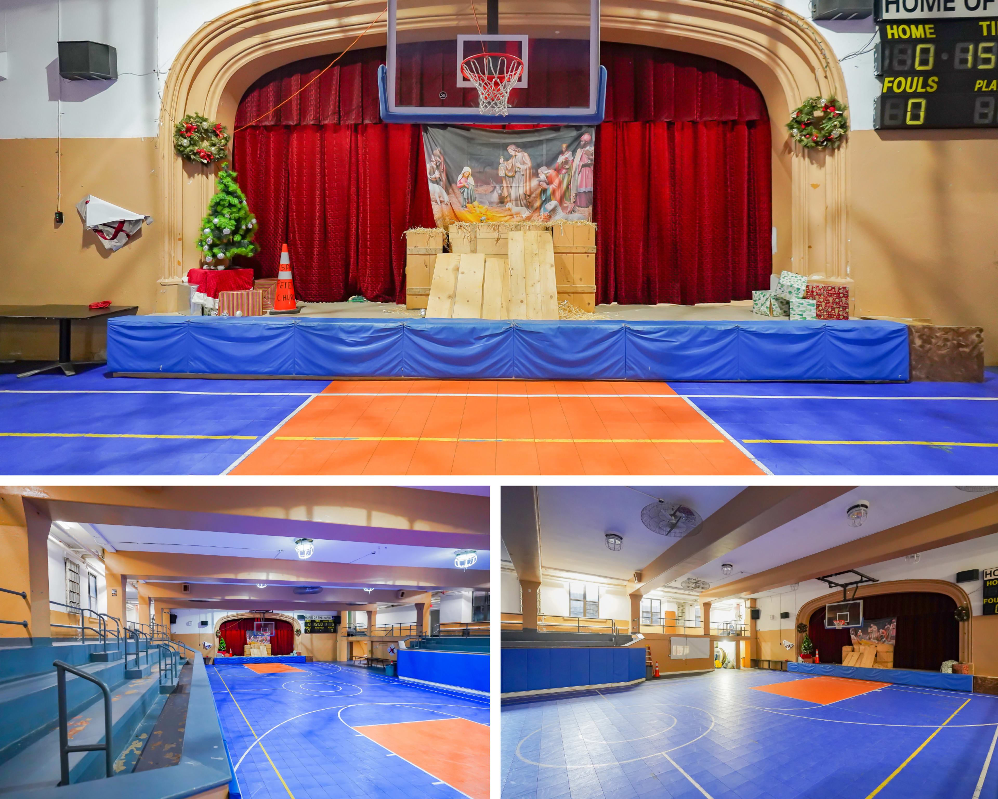 Blue Basketball Court with Arena, Stage Image in Ludlow, Yonkers, NY