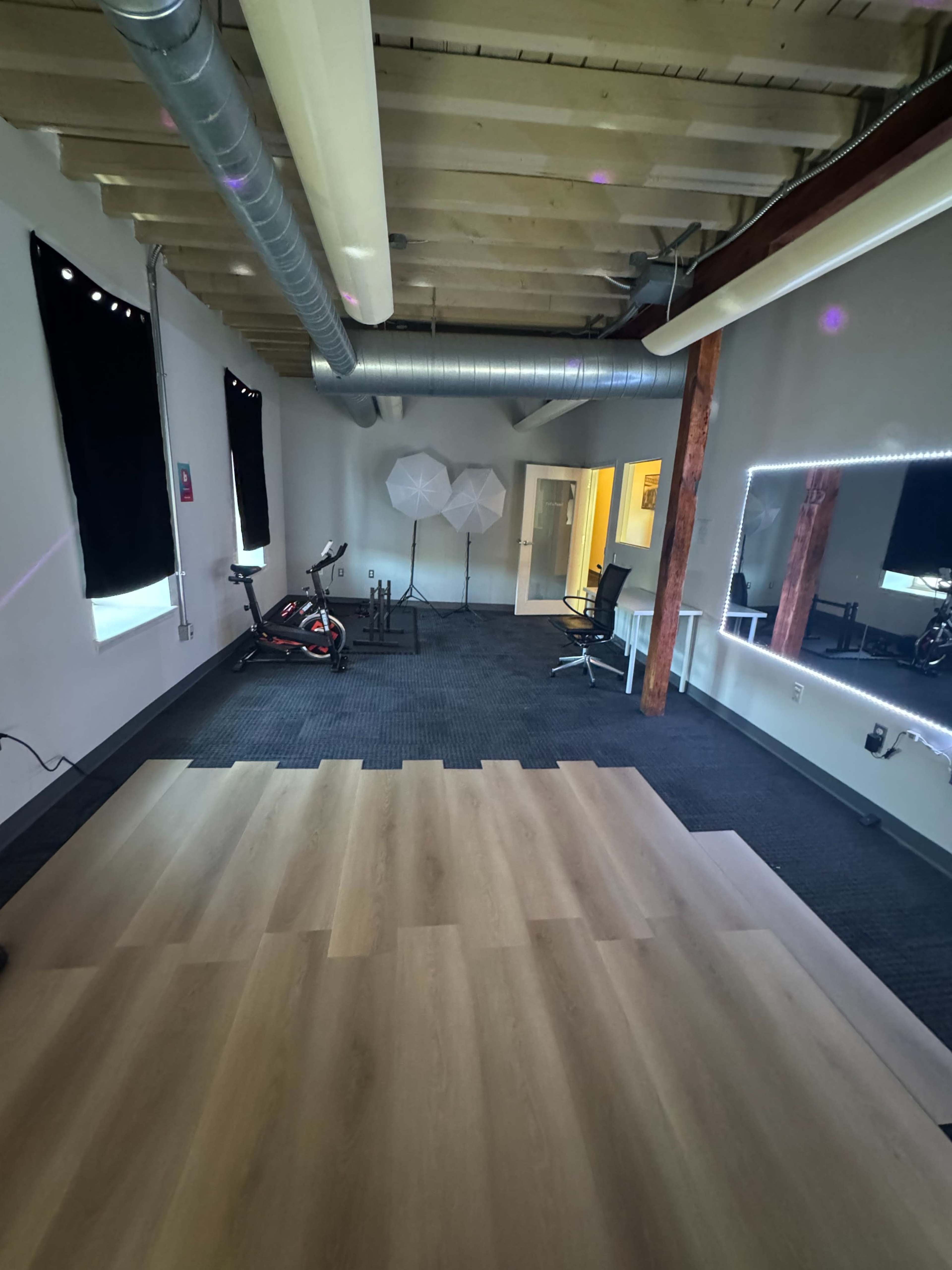 Dynamic Dance & Fitness Studio with Mirrors and LED Lighting Image in Fells Point, Baltimore, MD
