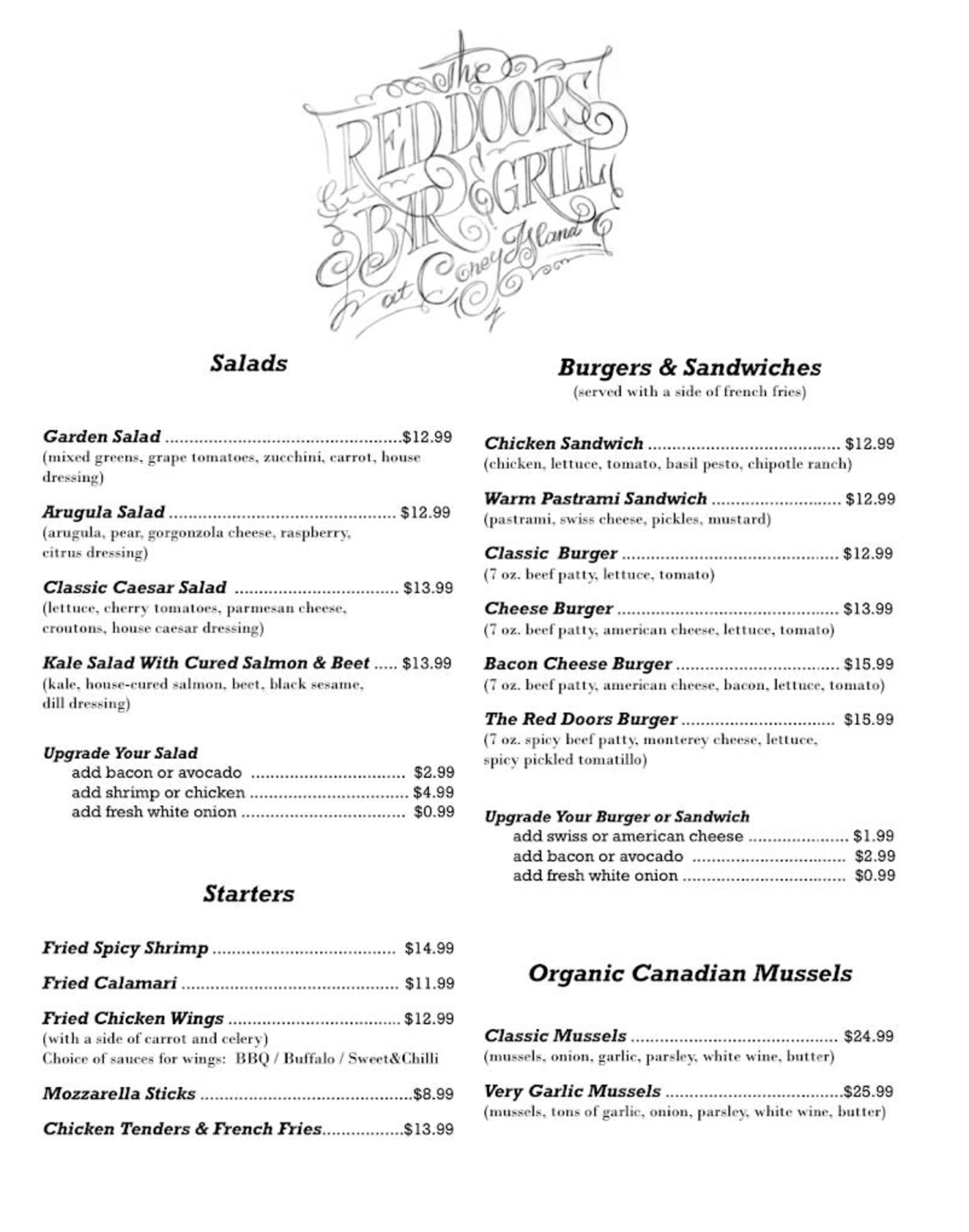 Menu offerings