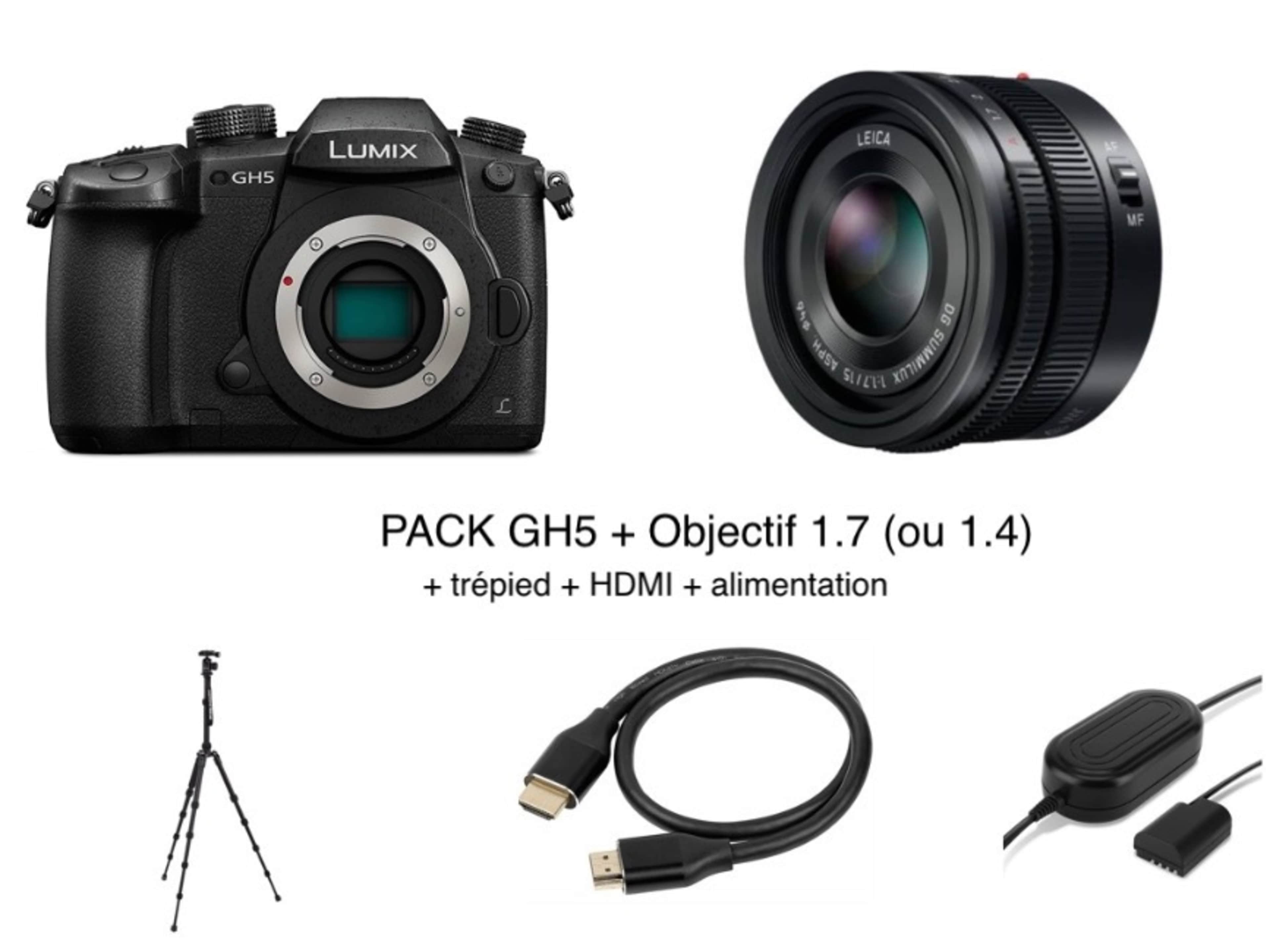 Pack caméra GH5 + objectif + accessoires