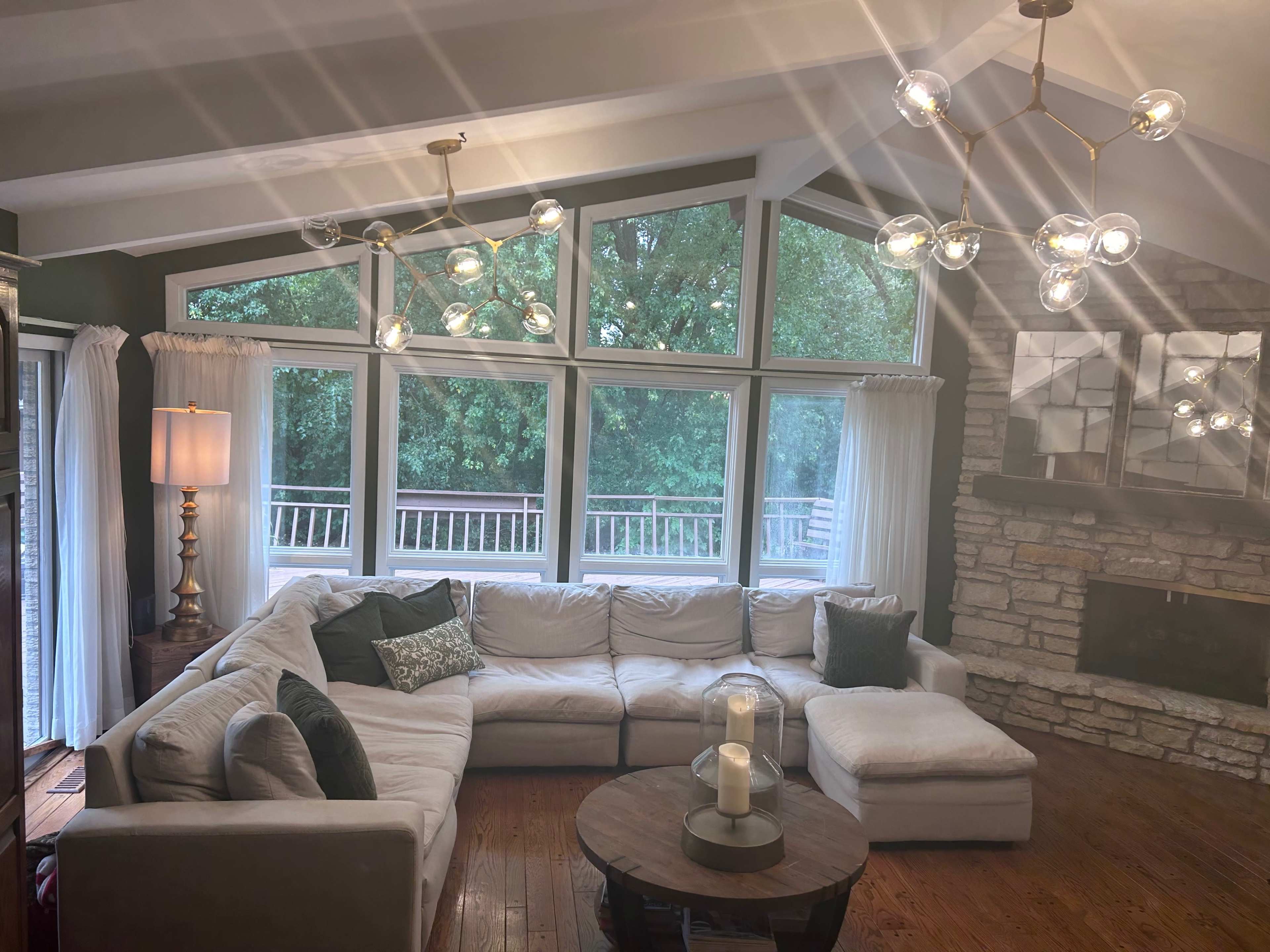 Suburban Showstopper with vaulted ceilings, beams, and large windows. Image in Hanover Township, Bartlett, IL