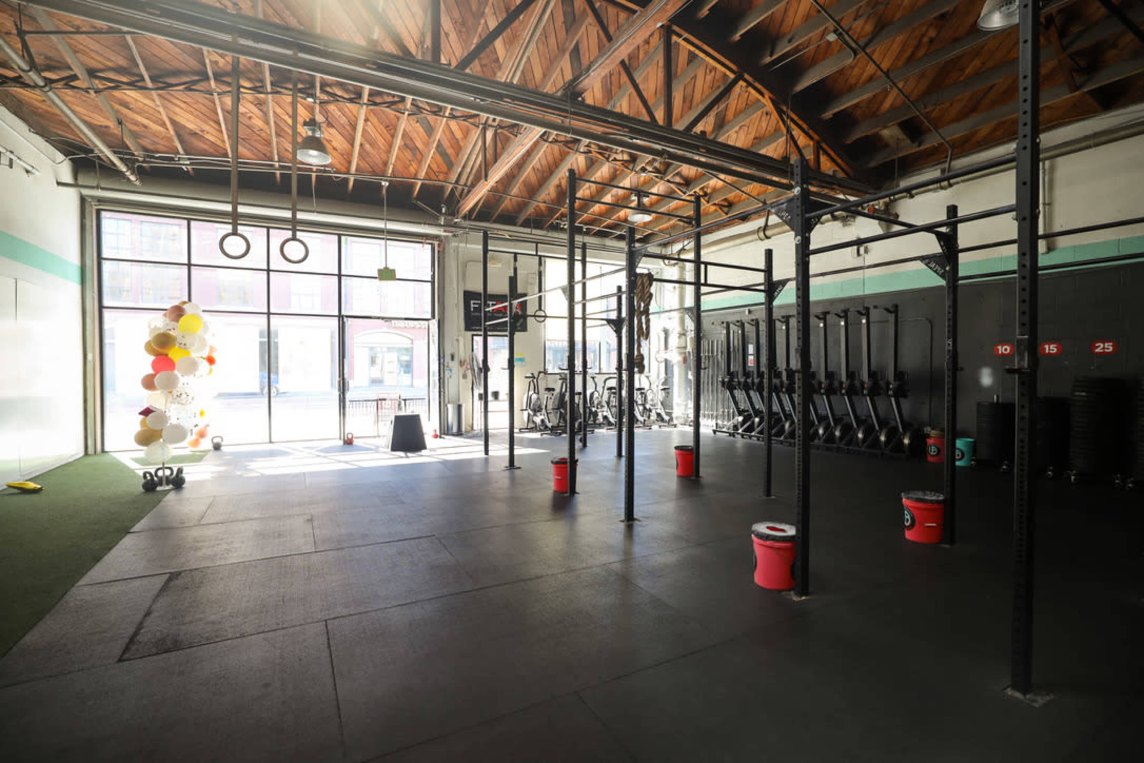 Dramatic historic warehouse gym in SOMA Image in China Basin, San Francisco, CA