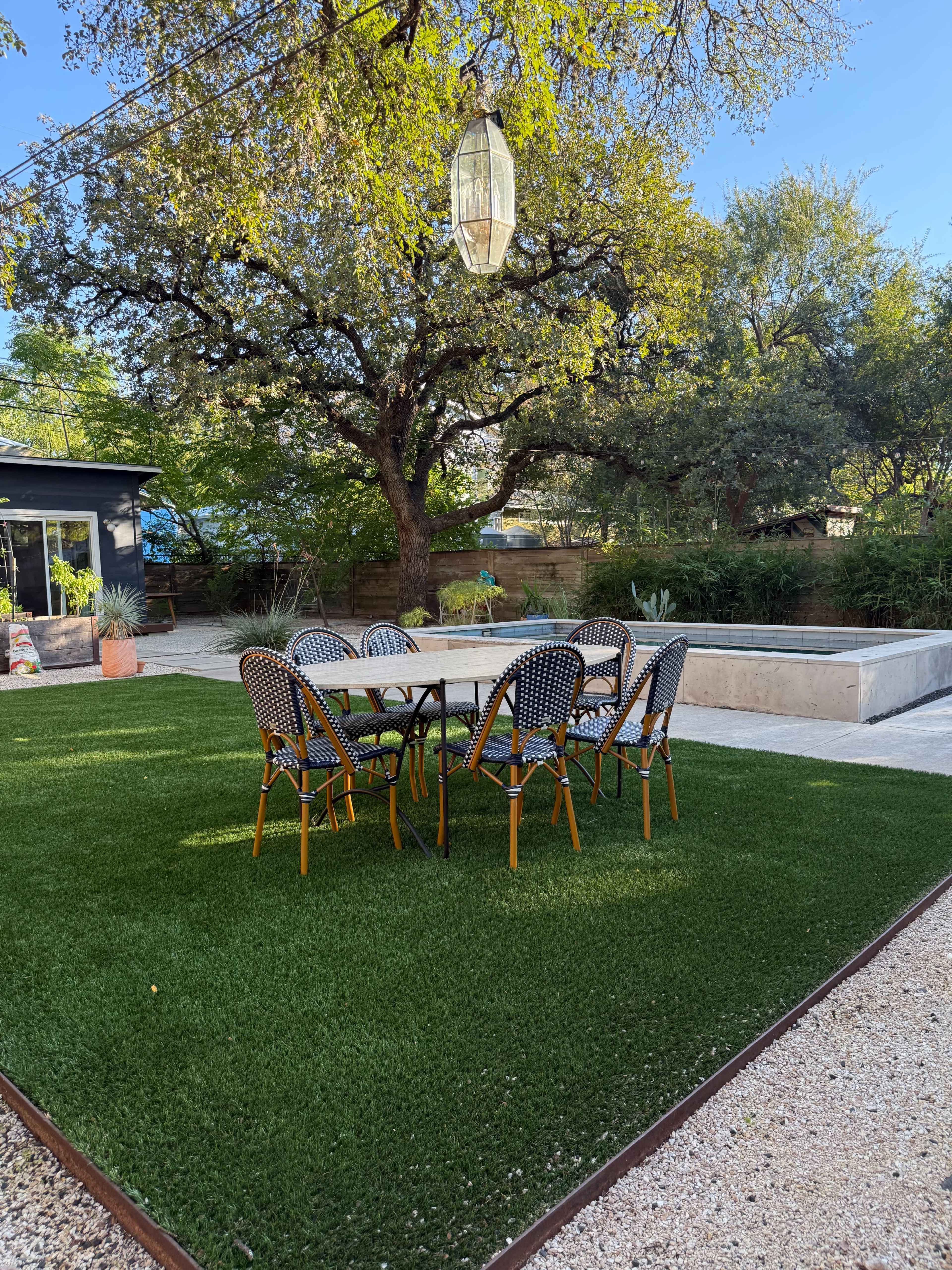 Modern backyard pool oasis Image in Cherrywood, Austin, TX