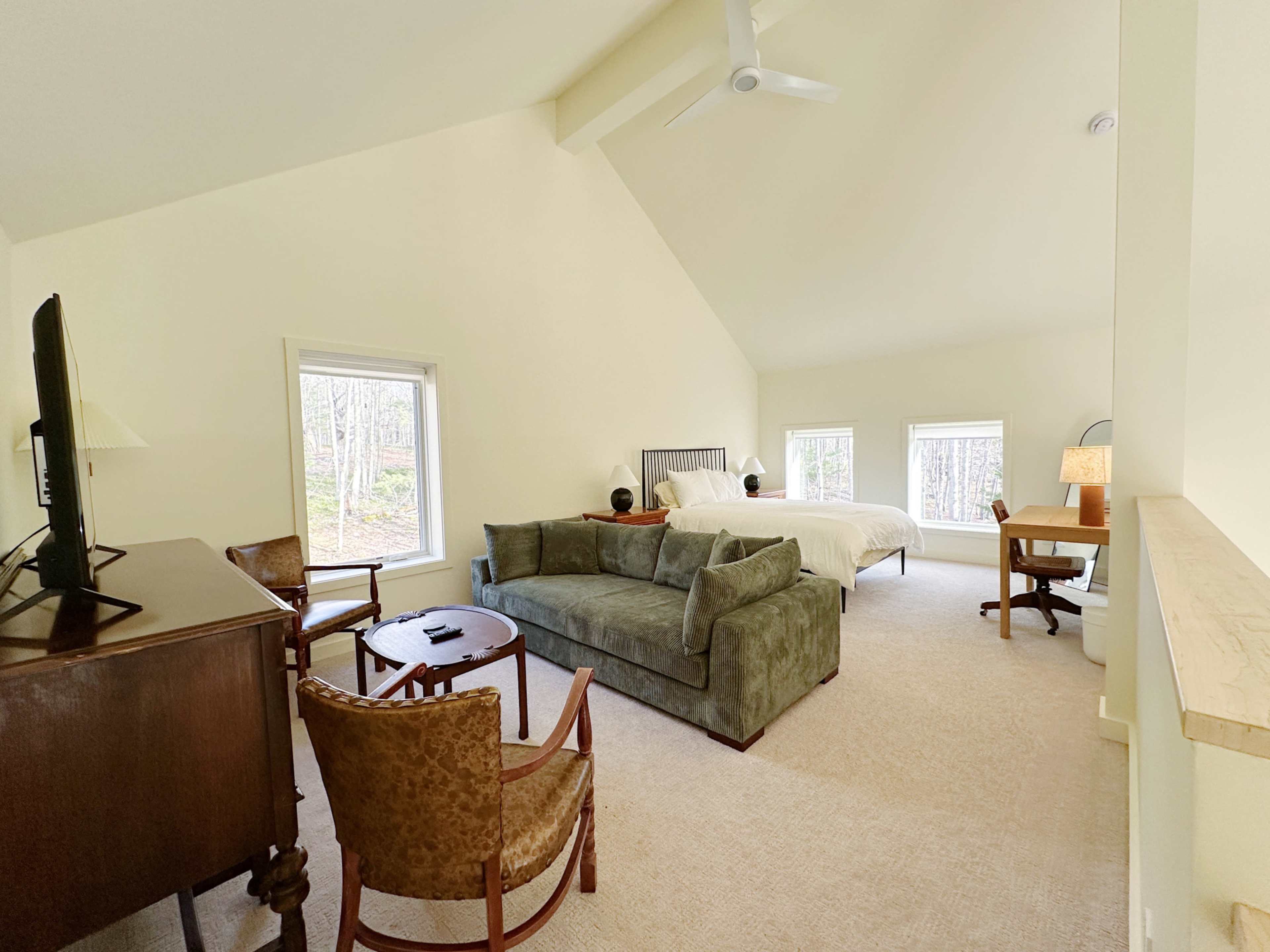 Modern, Bright Cabin with Tons of Windows, Fireplace Image in Jewett, Hunter, NY