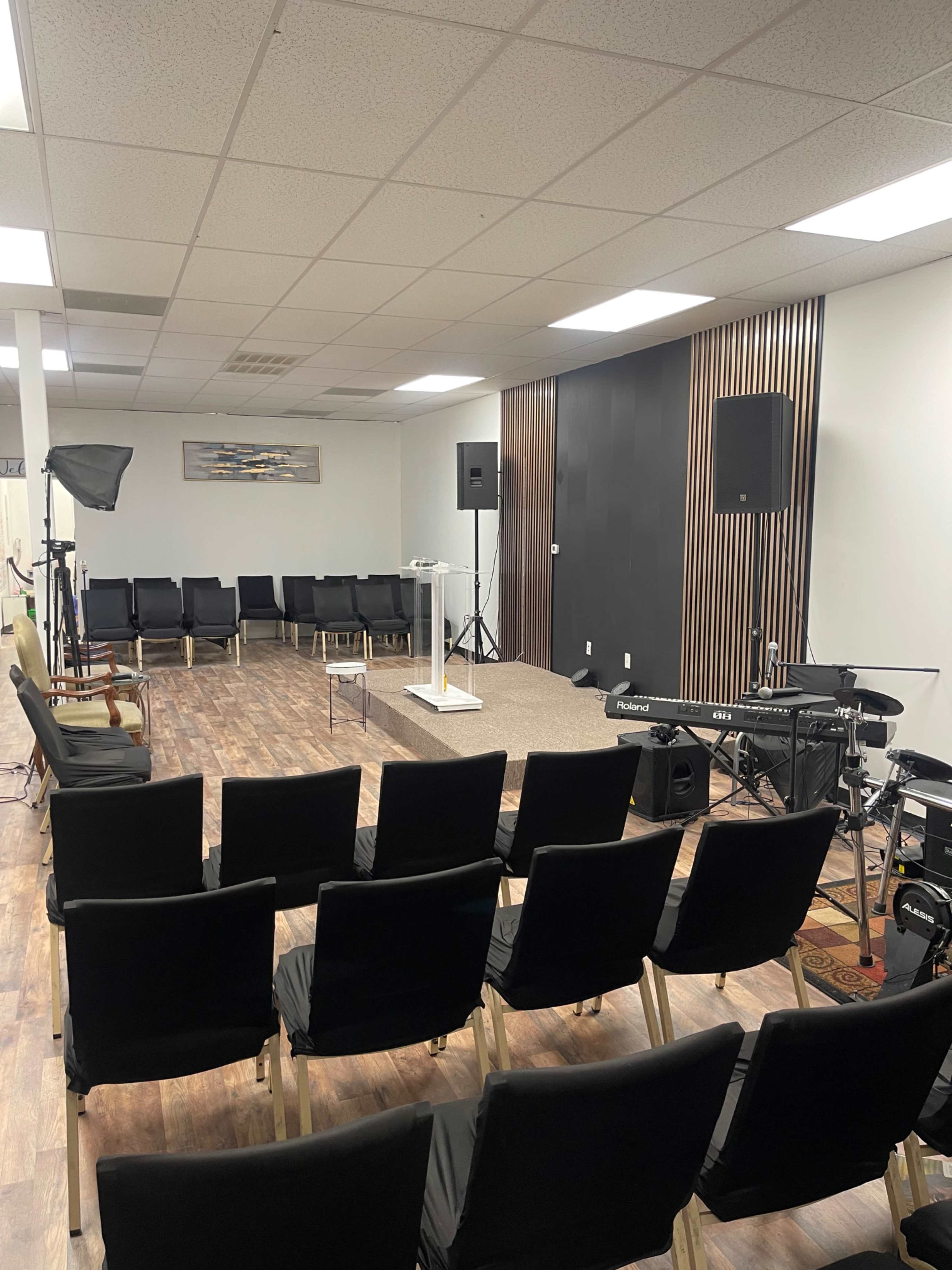Modern, Versatile Church Venue with Stage, Sound System & Free Parking Image in Crossing At Stone Creek, Houston, TX