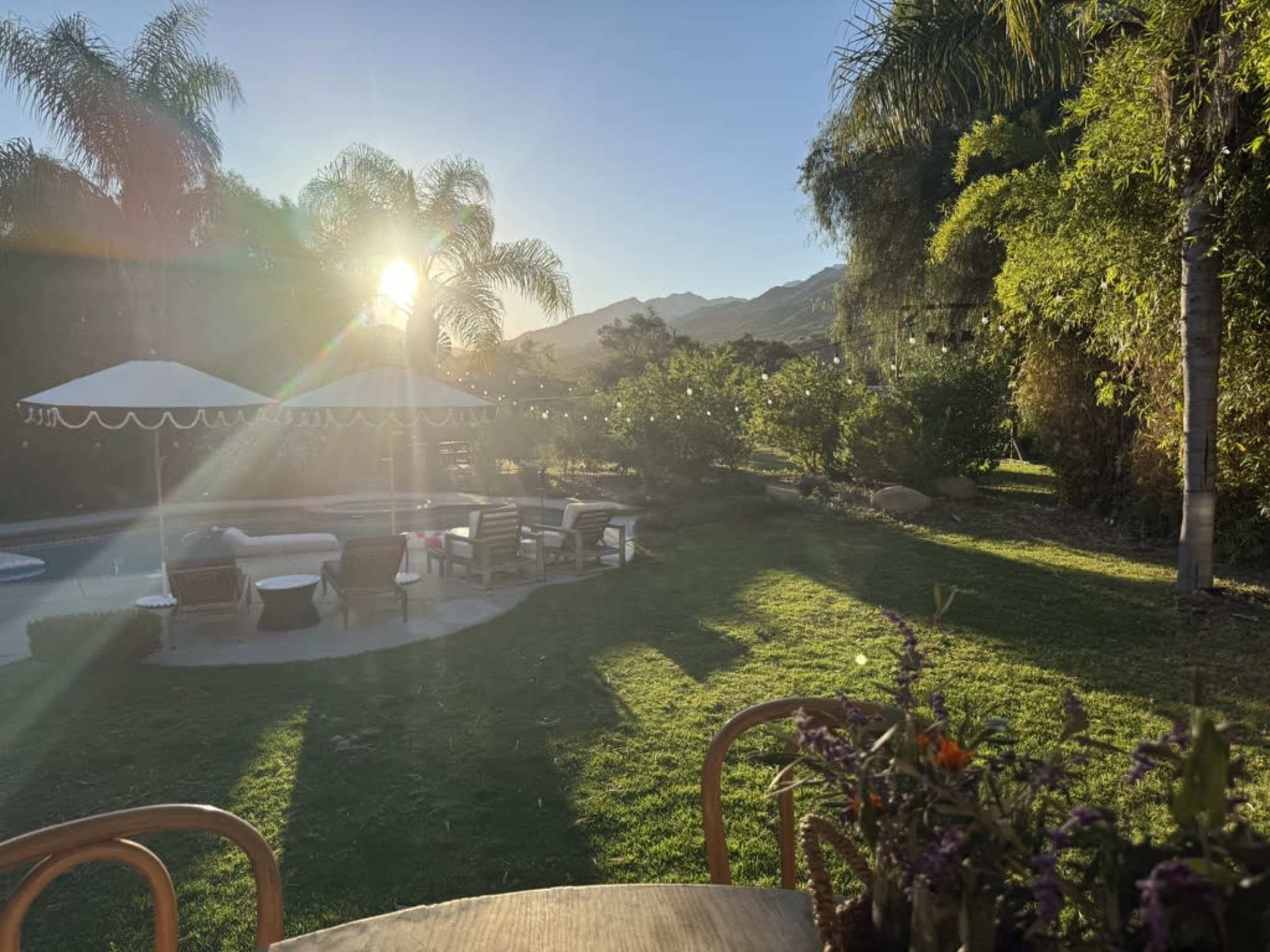 Beautiful Ojai Garden and Pool with sunset Mountain Views Image in , Ojai, CA
