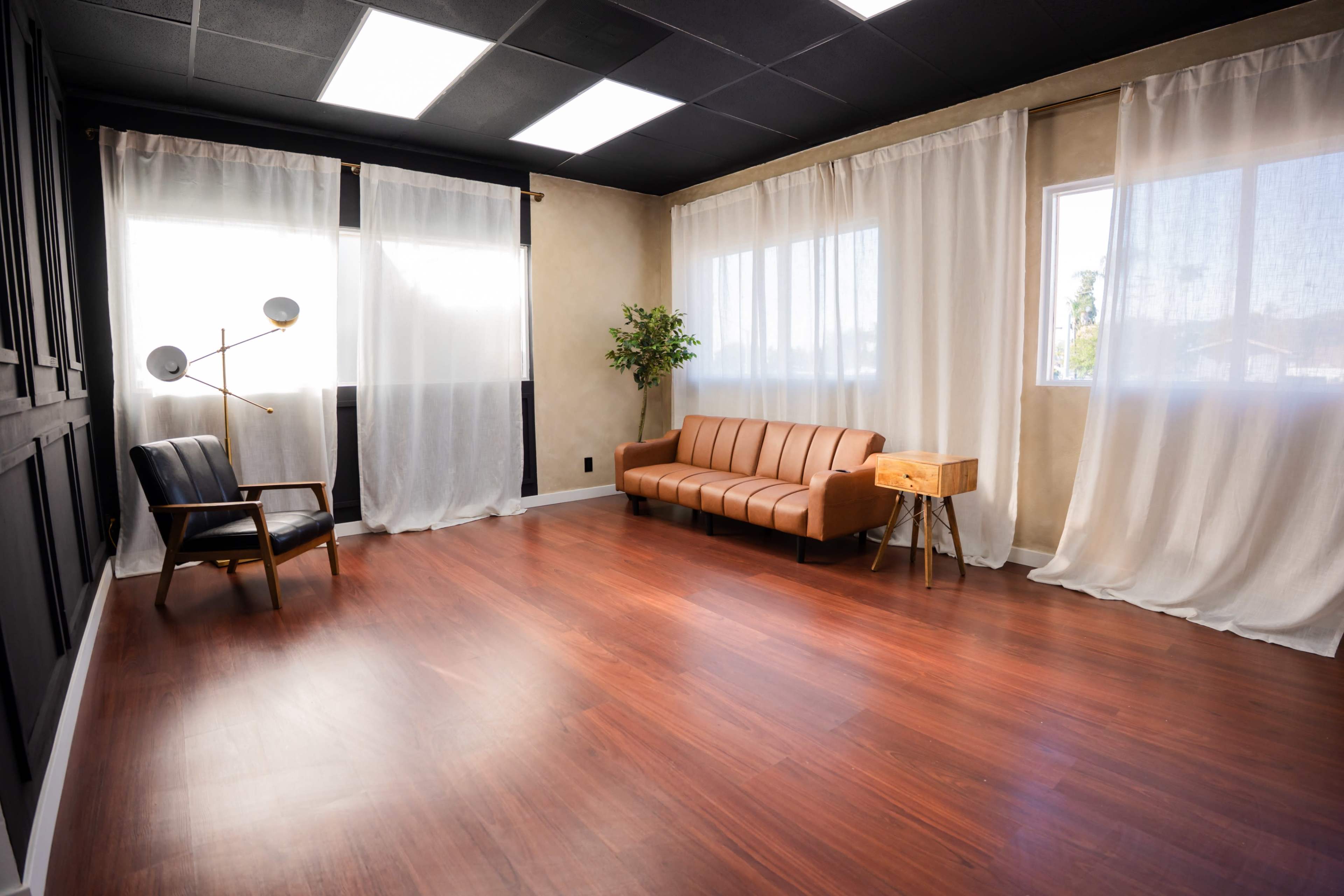 Natural Light Studio with Limewash Wall + Podcast Room Image in Whittier, Whittier, CA