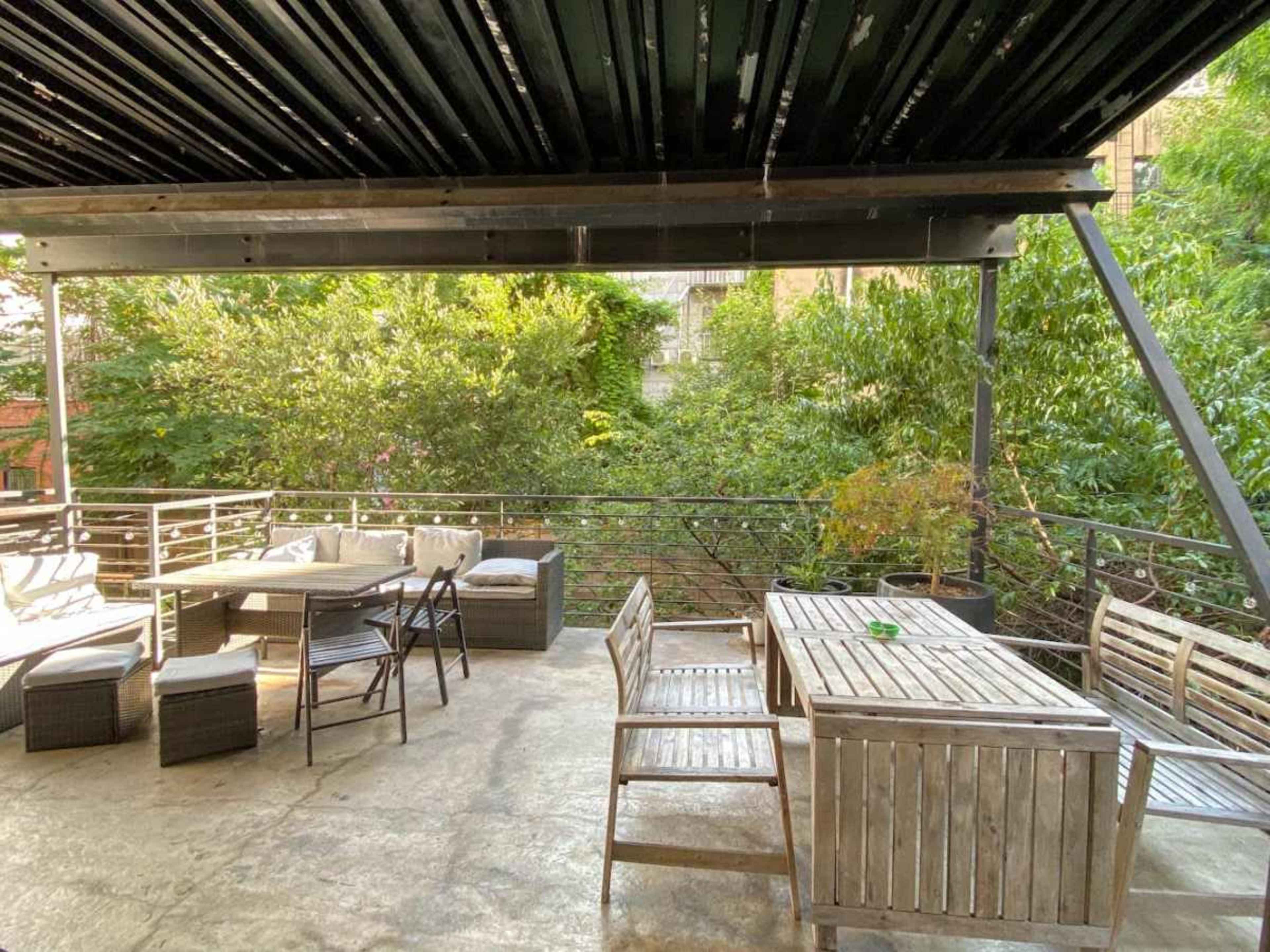 Industrial Brownstone with Japanese Garden Backyard Image in Boerum Hill, Brooklyn, NY