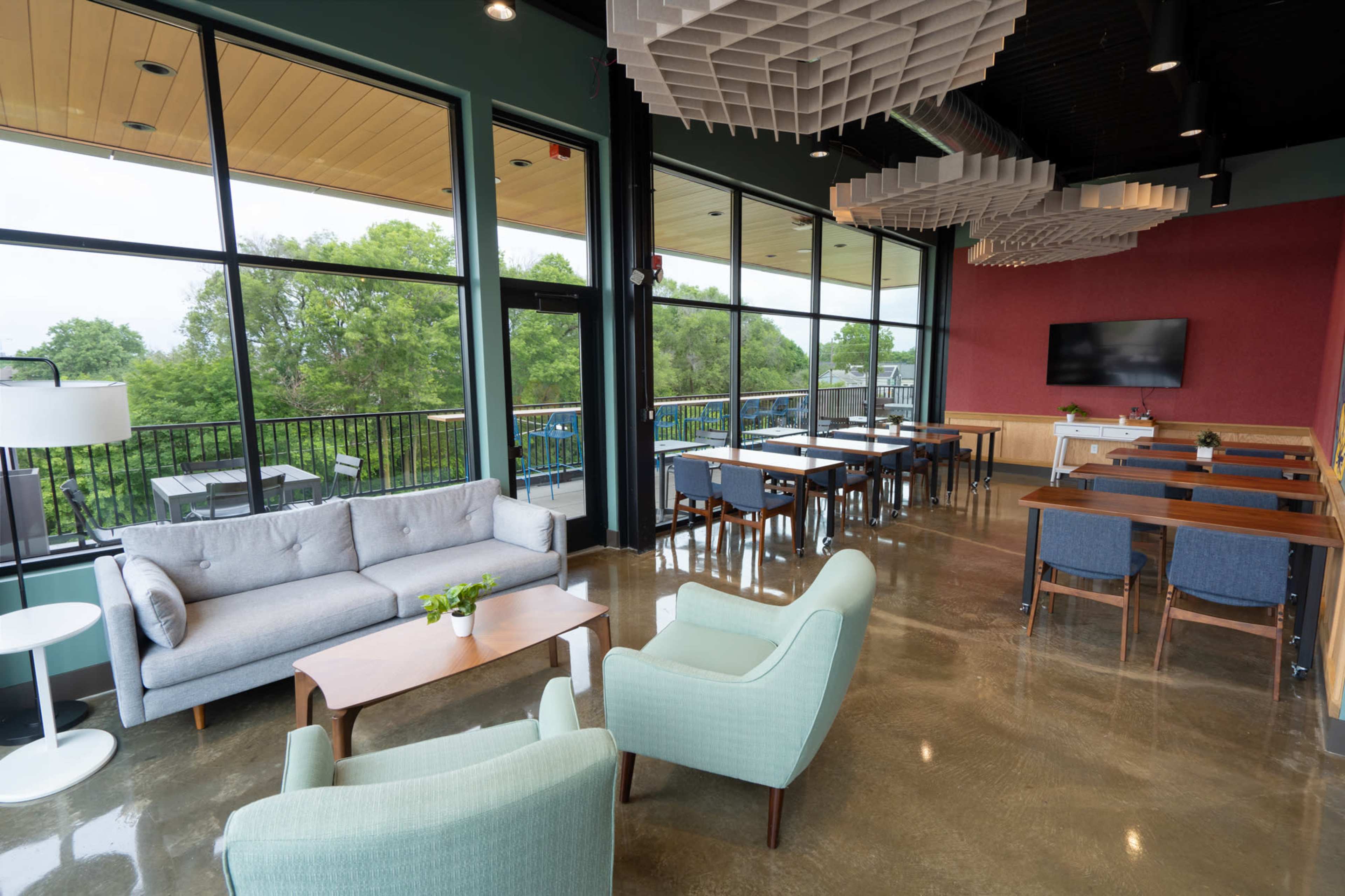 Spacious Sunlit Event Space and Patio with a Skyline View Image in Hillside, Indianapolis, IN
