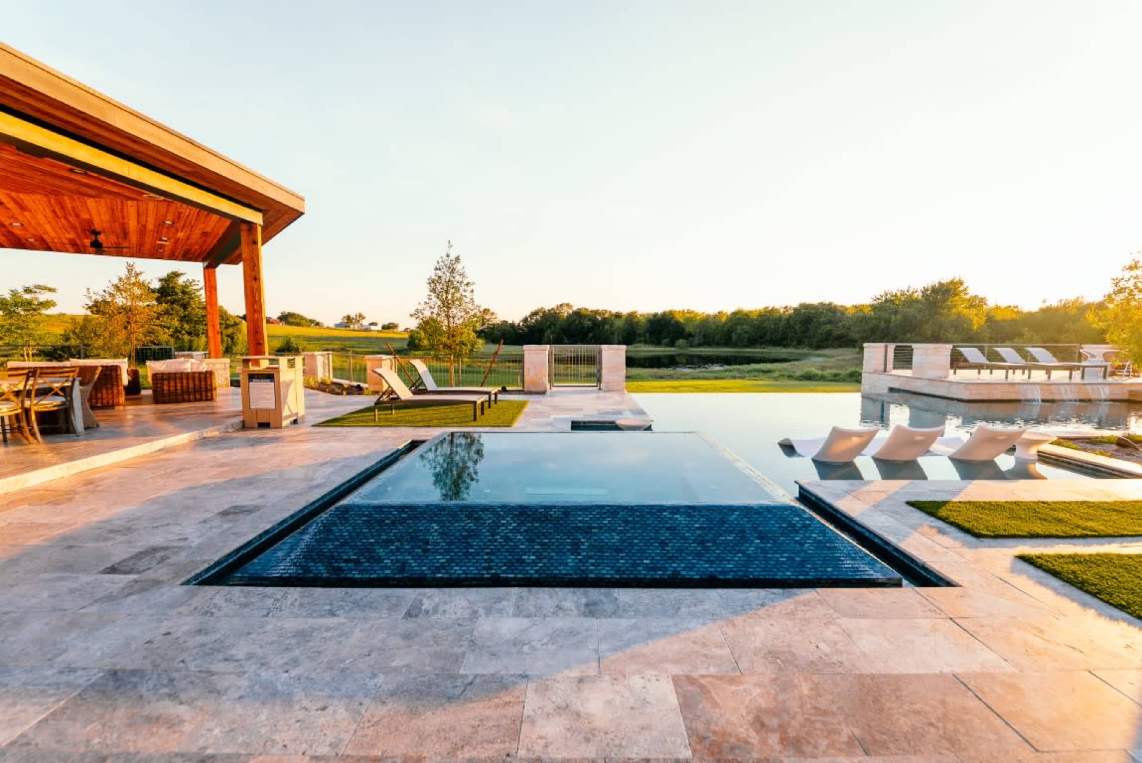 Contemporary Texas Ranch Villa with Resort Style Pool and Fire Features Image in , carmine, TX