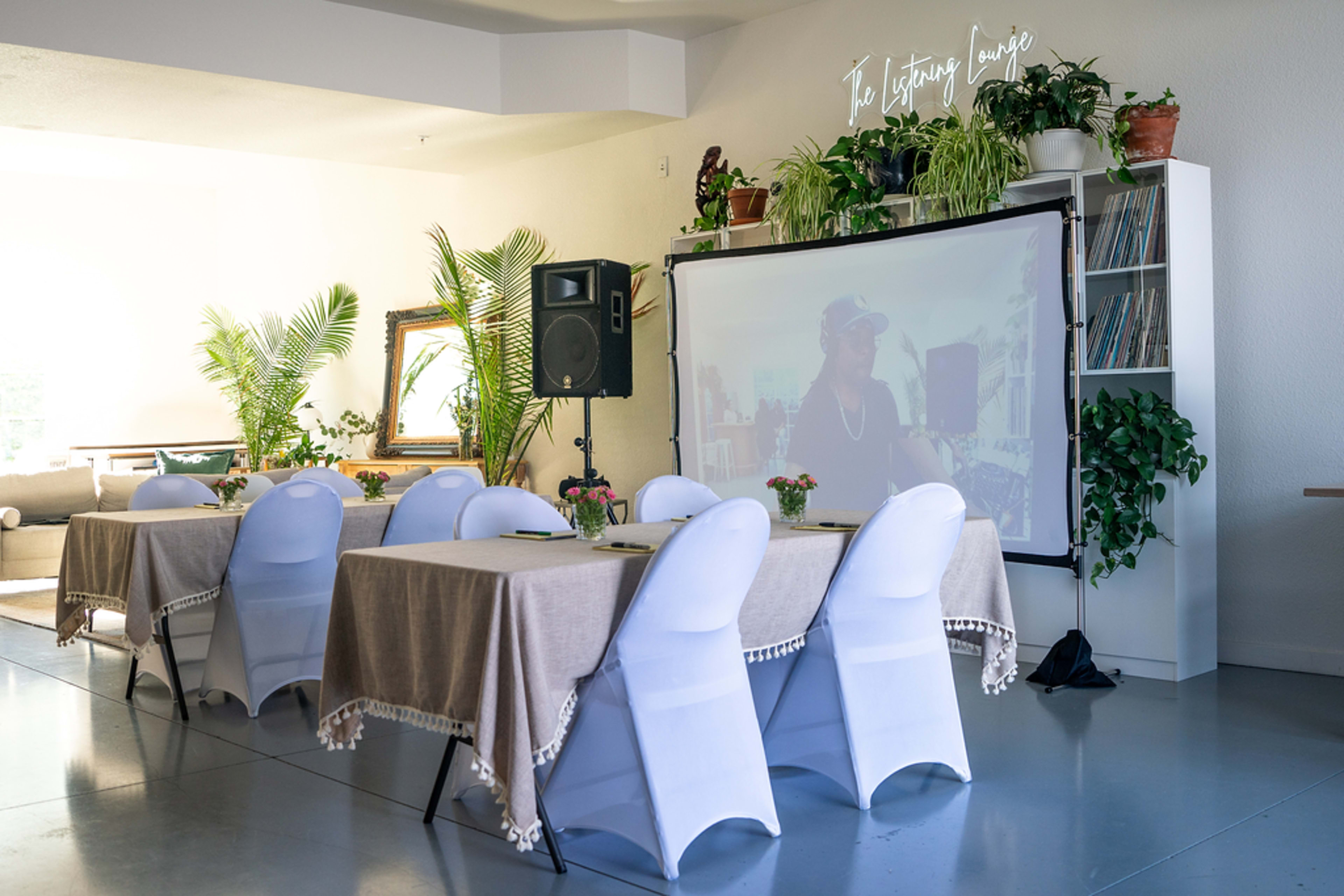 Beautifully Designed Meeting Space with Natural Light, Plants, Bar Set-up, Design-Forward Image in Richmond, Richmond, CA
