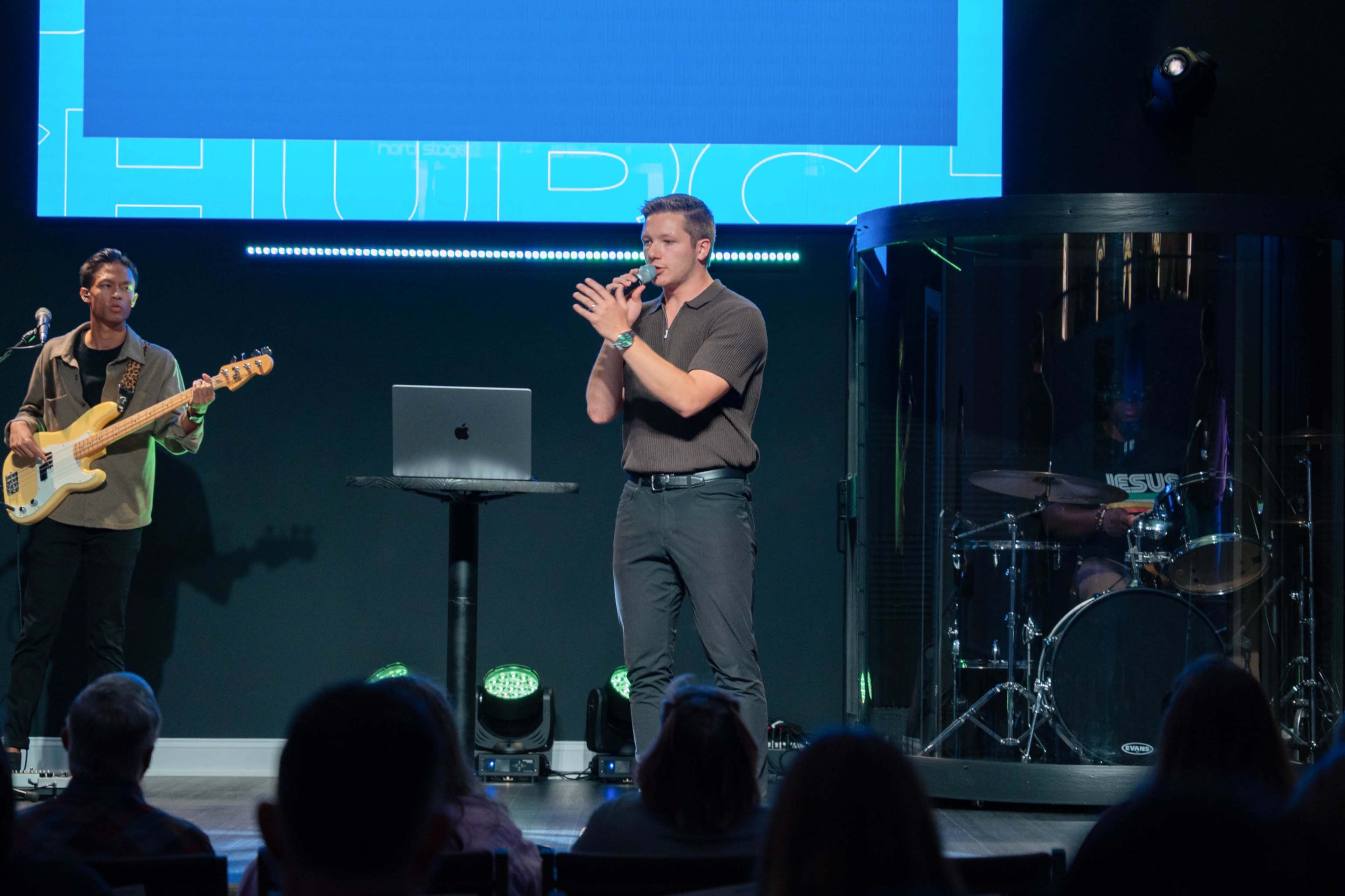 Modern Auditorium in historic building with LED Video Wall, Line Array Sound & Professional Stage Lighting Image in McAdenville, McAdenville, NC