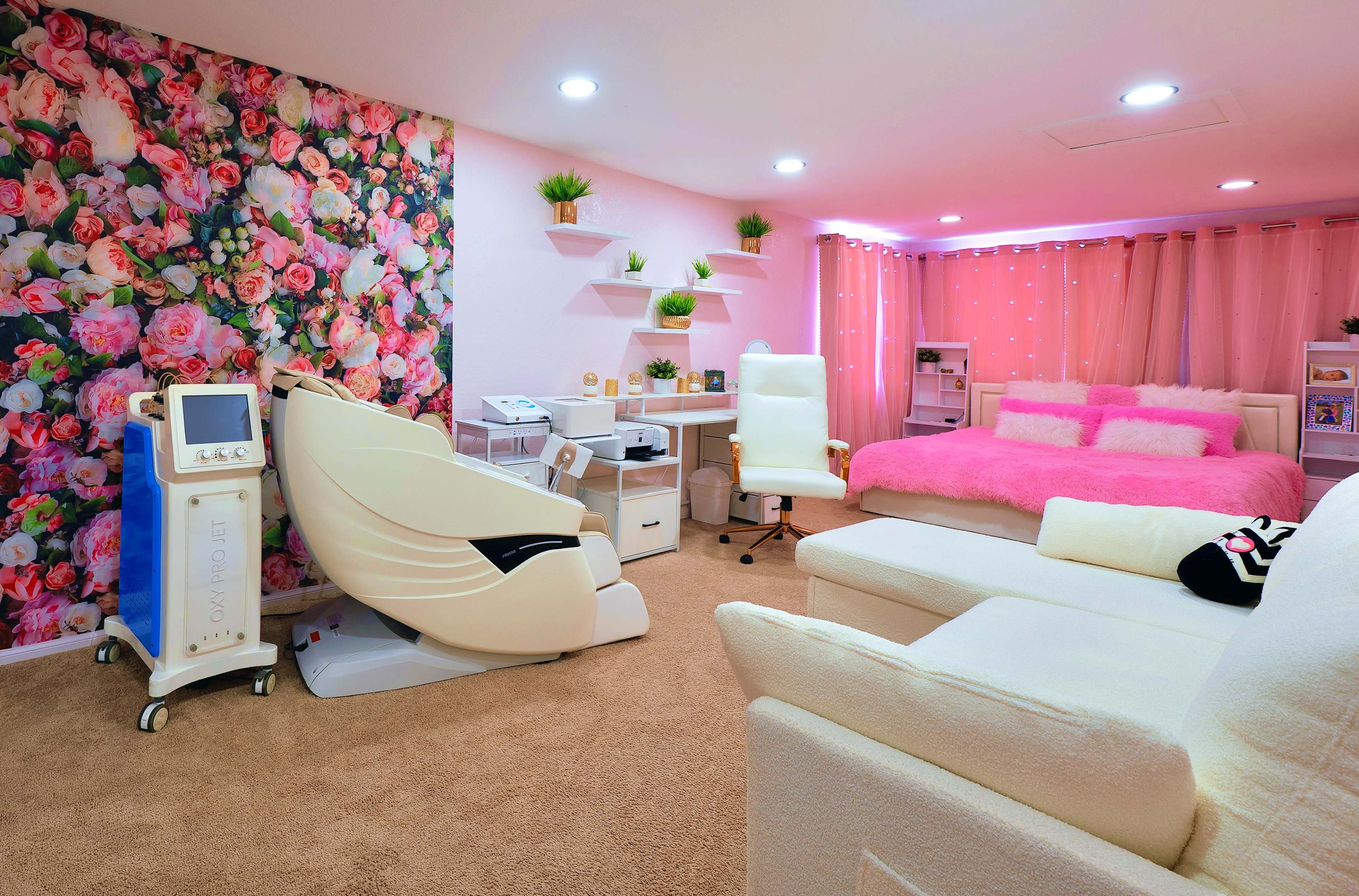 Barbie-Inspired Dream House with Pool, Domes & Red Rose Photo Zone Image in Paradise Hills, San Diego, CA