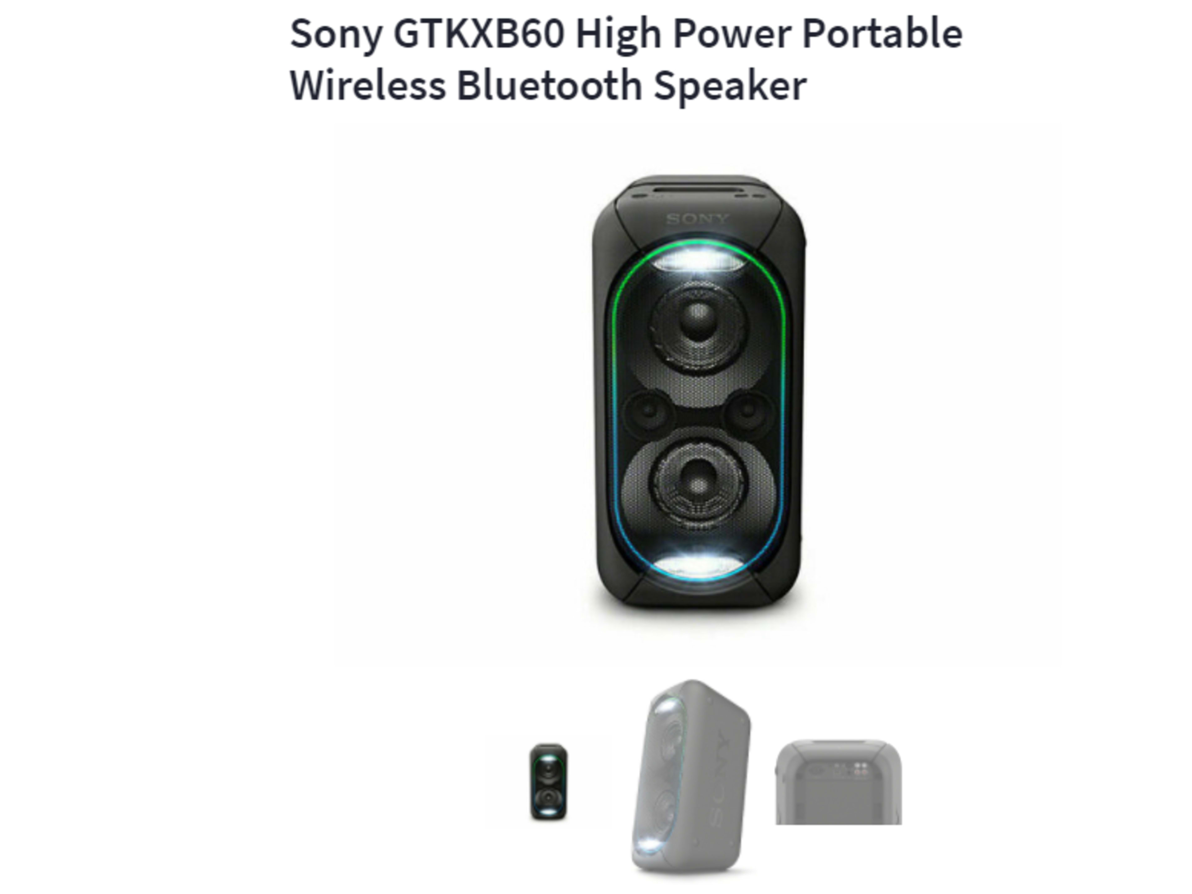 Sony GTKXB60 High Power Portable Wireless Speaker
