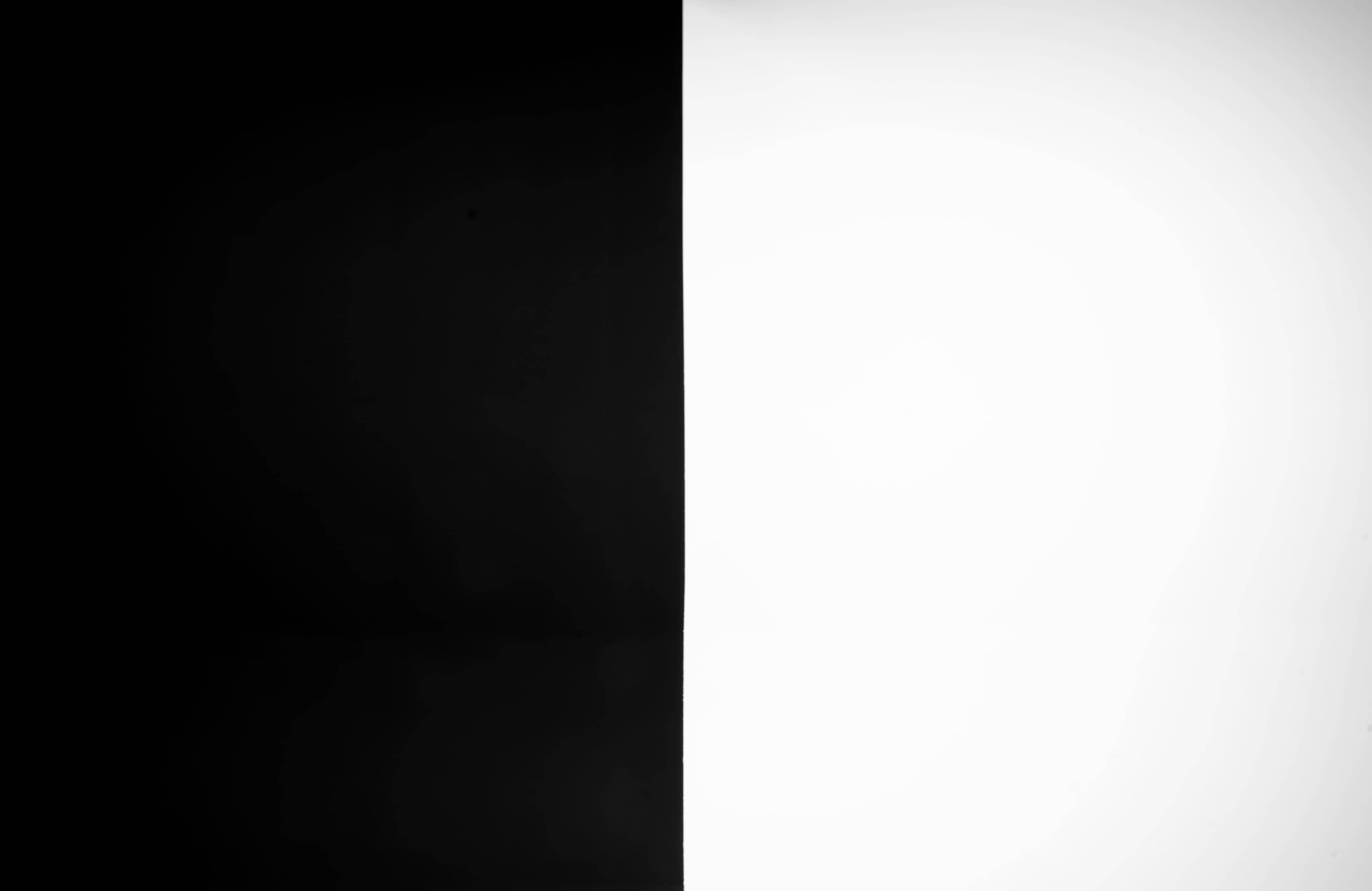 The image displays a clear division between solid black on the left and solid white on the right.