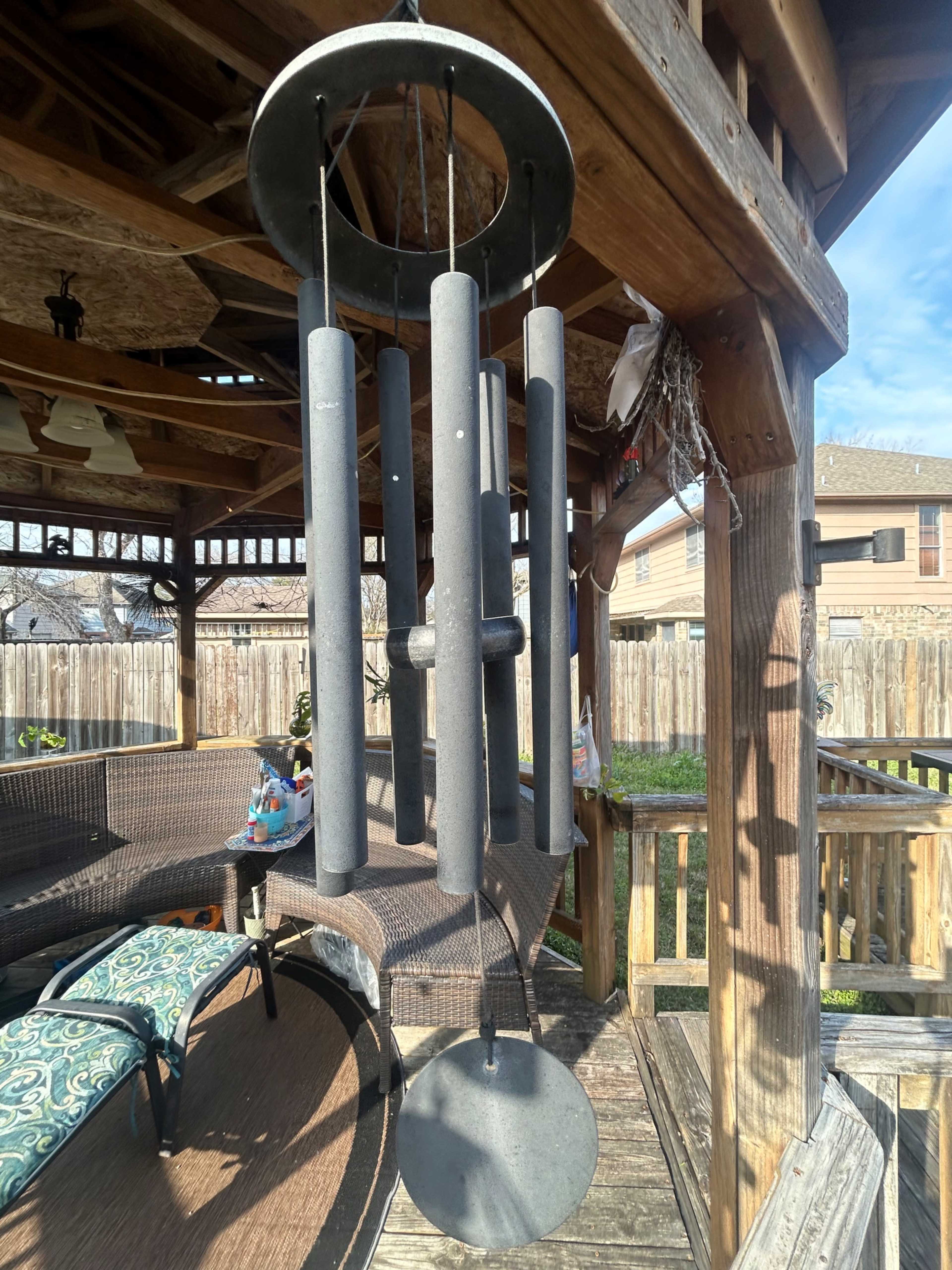 Picturesque private yard with gazebo, deck and small pond. Image in Inwood Northwest, Houston, TX