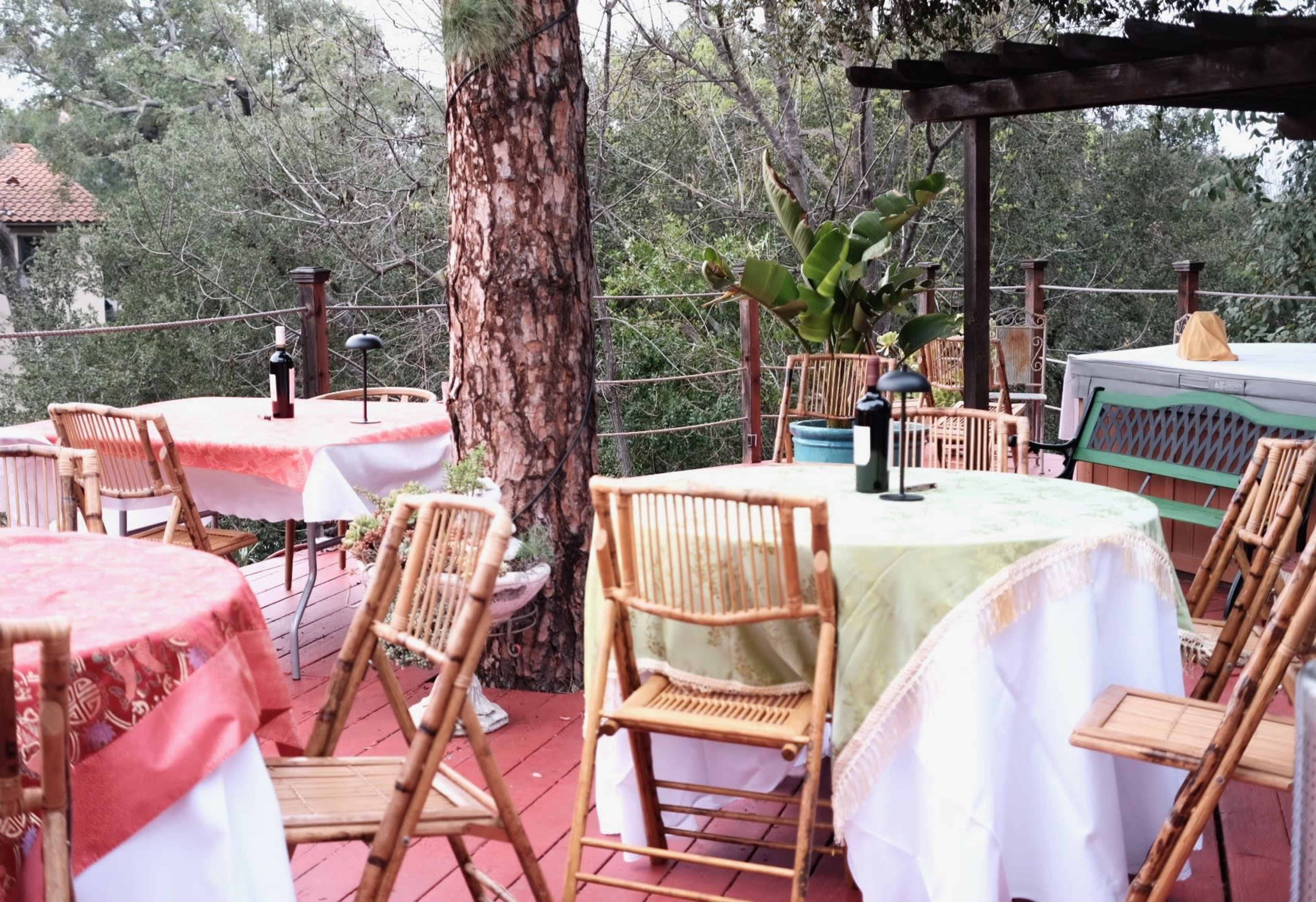 Green outdoor parklike hillside deck,pathway and kitchen,living room..beautiful Image in Woodland Hills, Woodland Hills, CA