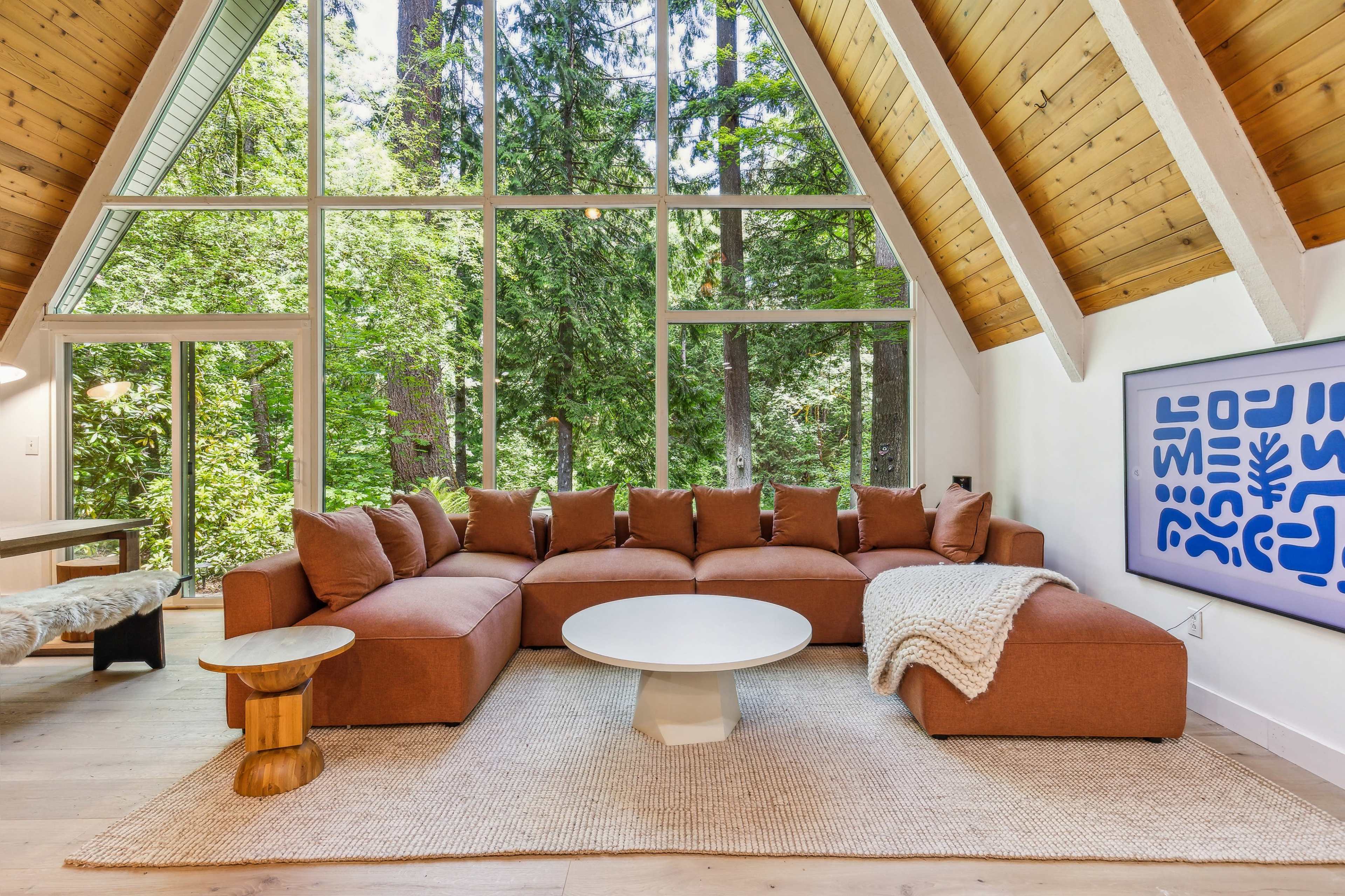 Dreamy Riverfront A Frame in the Forest with Hot Tub, Firepit, Game Room and Epic River Views Image in Mount Hood Village, Brightwood, OR