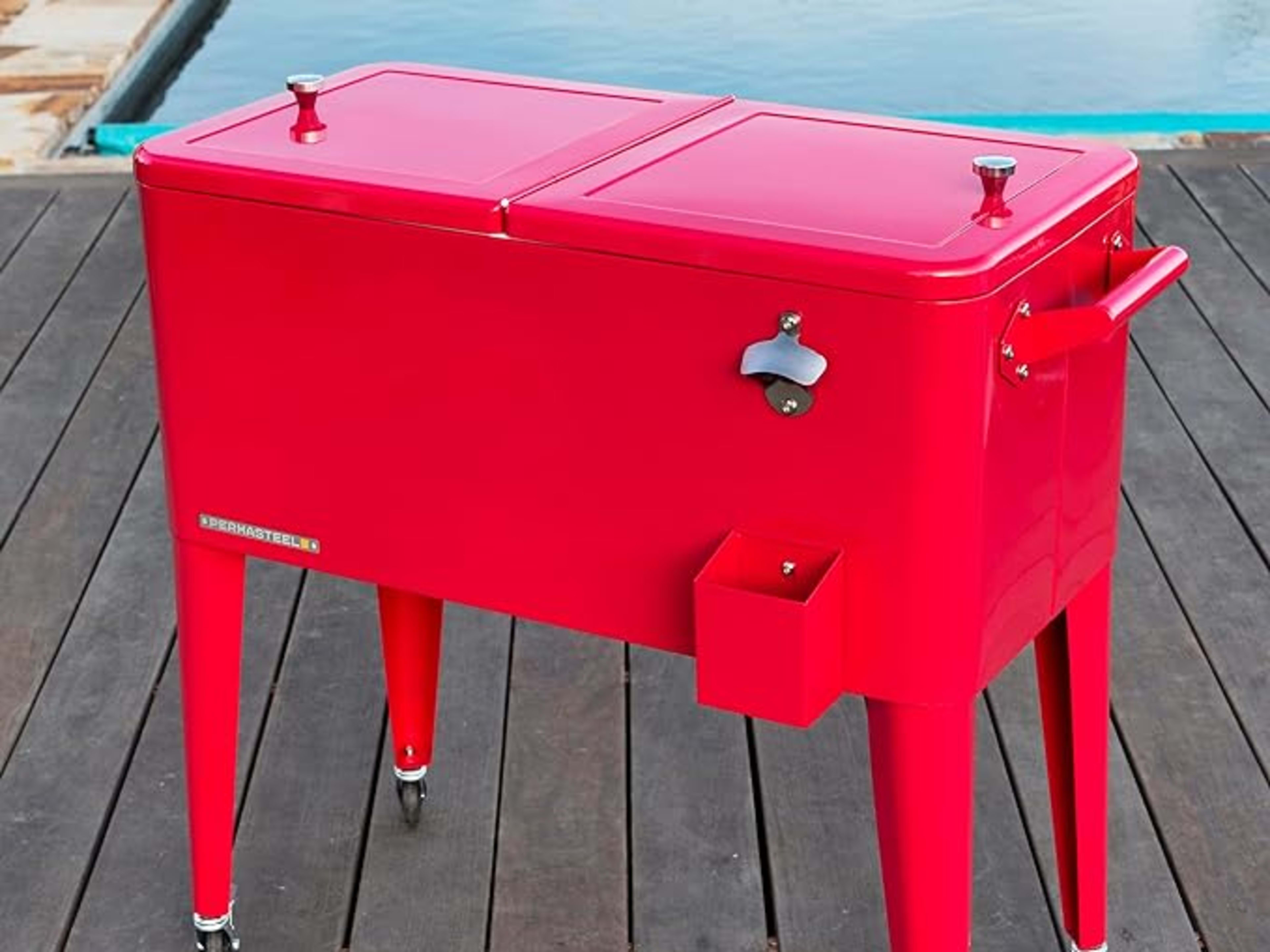 Red Rolling Cooler