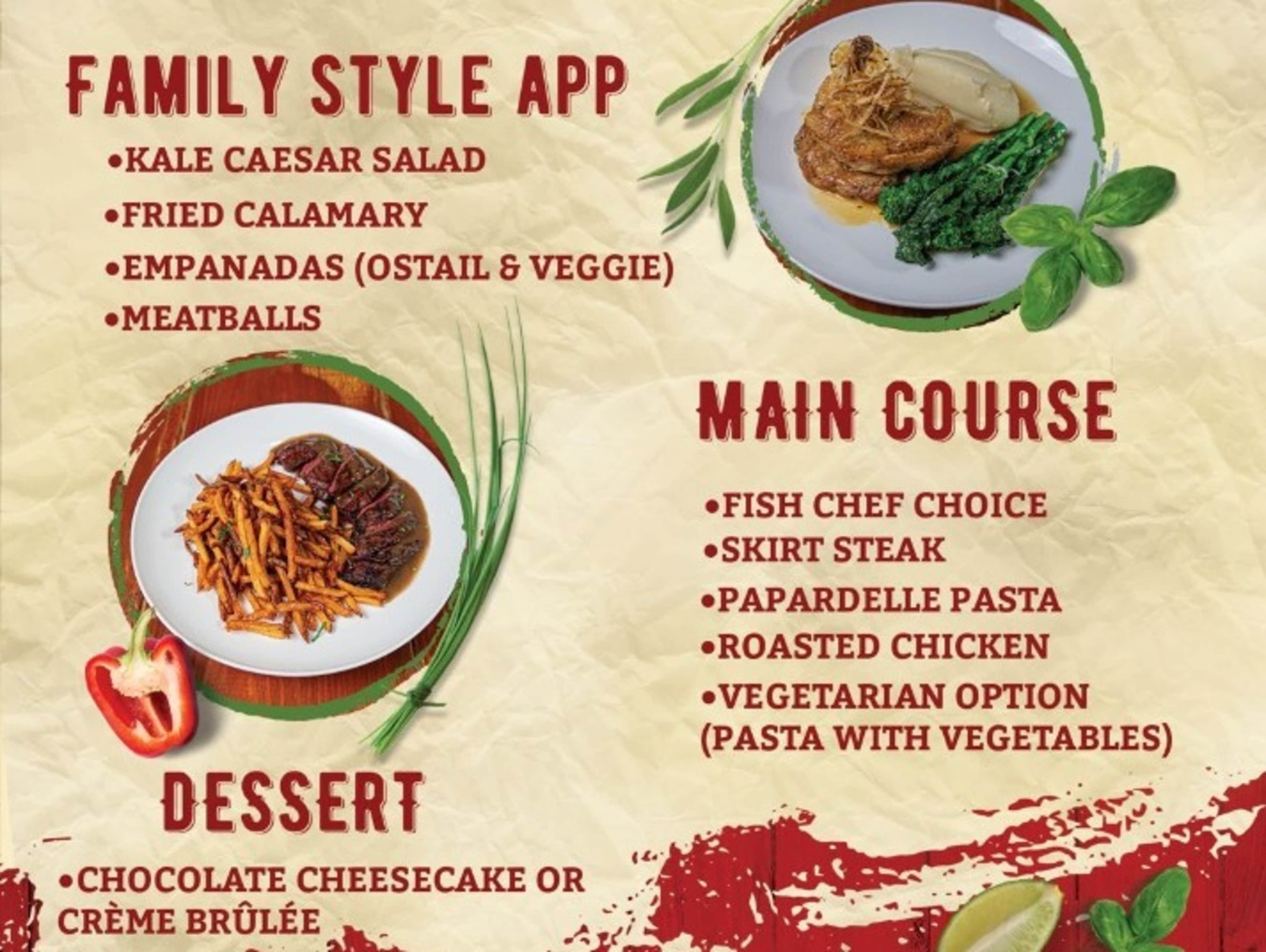 Pre fix menu $75  (3 courses)