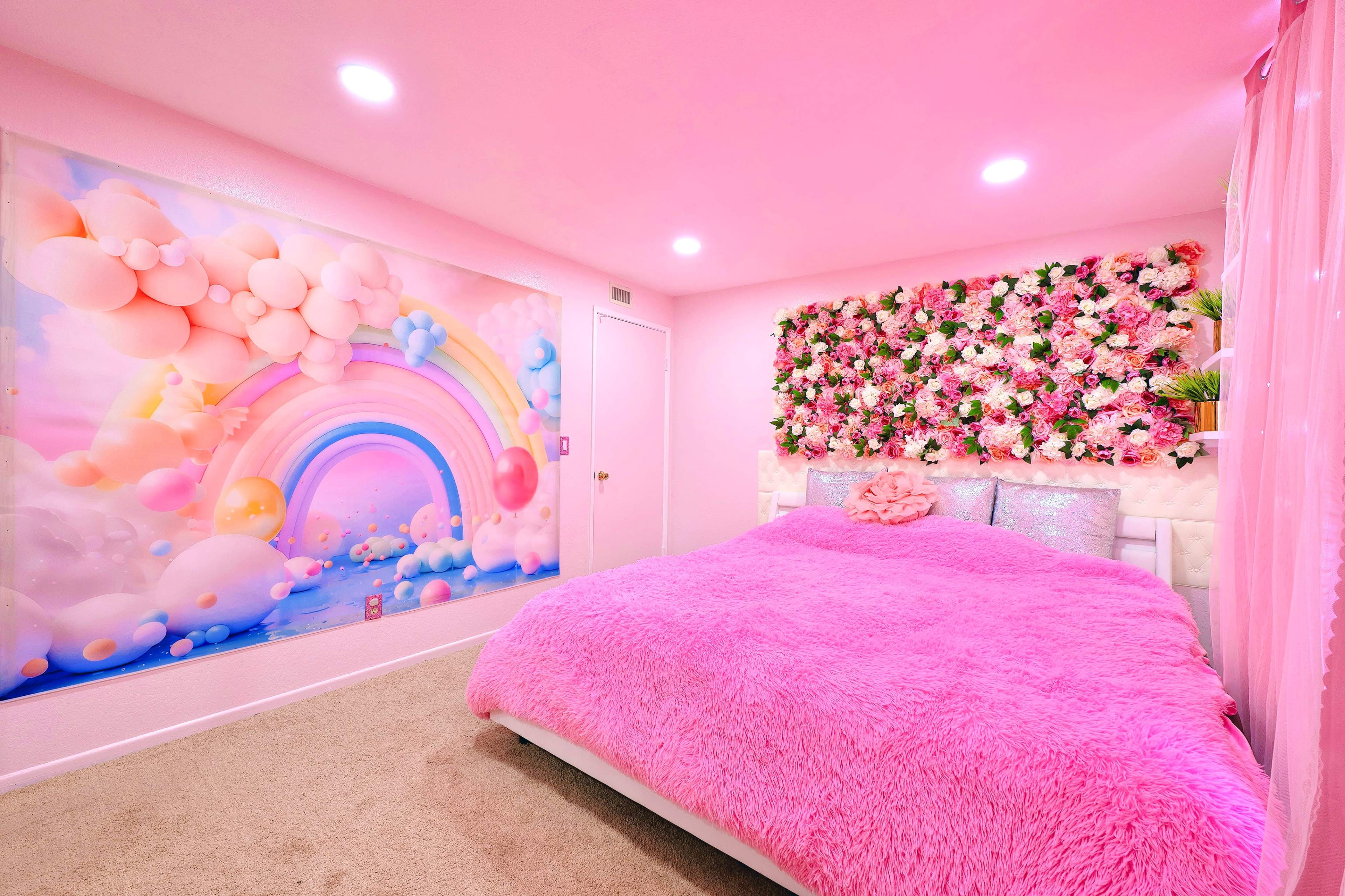 Barbie-Inspired Dream House with Pool, Domes & Red Rose Photo Zone Image in Paradise Hills, San Diego, CA