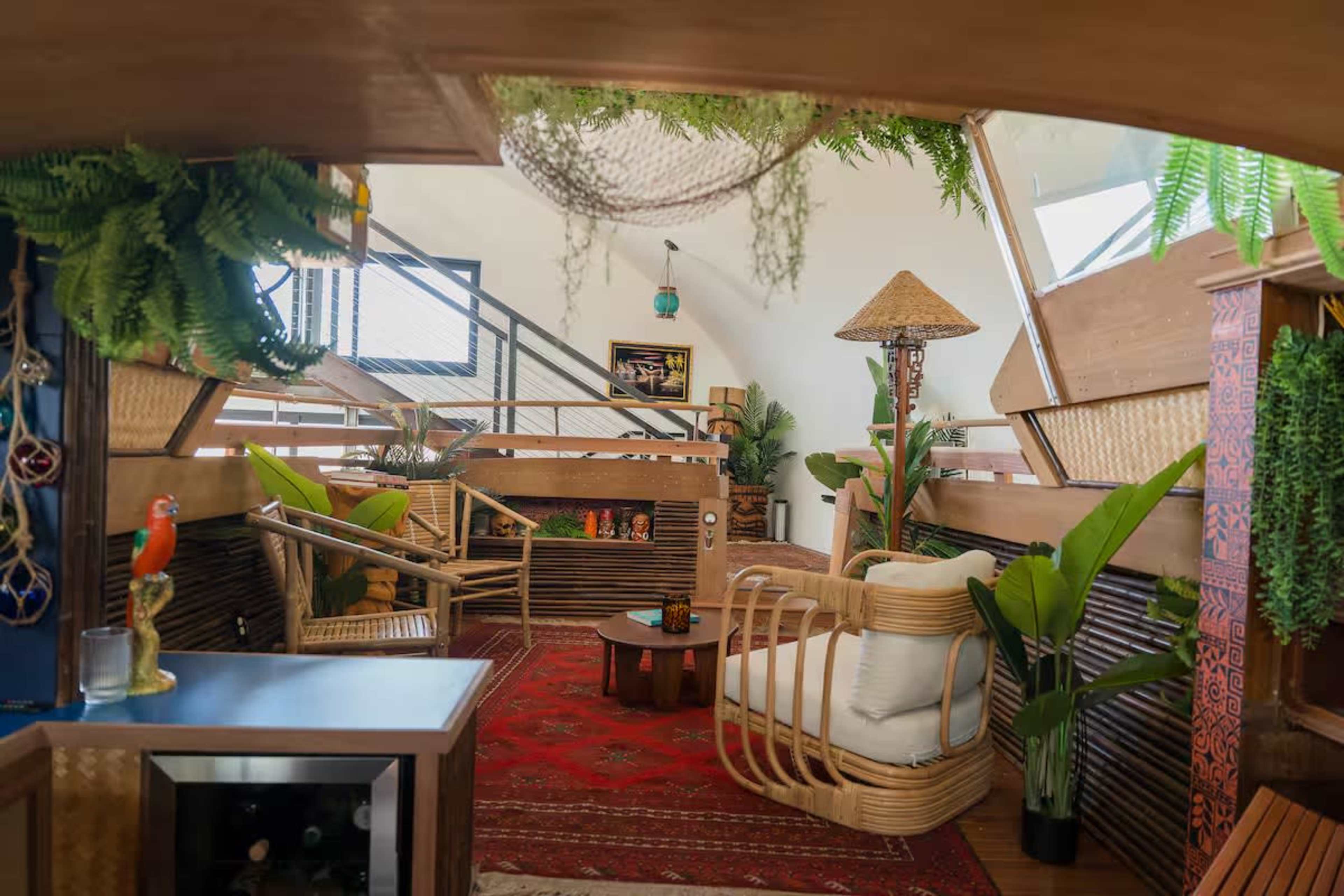Remote Joshua Tree Quonset Hut with Cosmic Tiki Boat Image in , Joshua Tree, CA