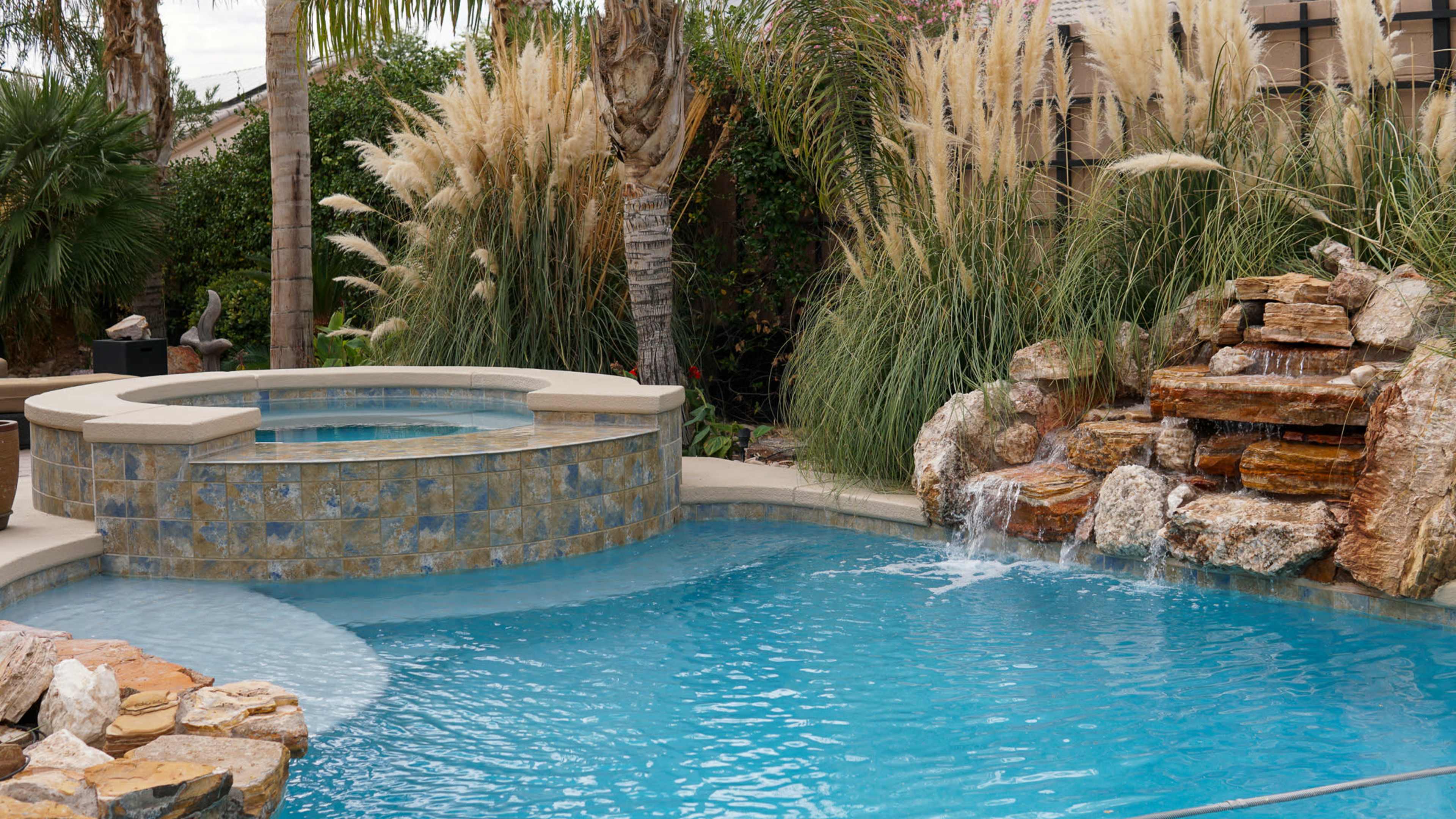 Desert Oasis Home w/ Glittering Pool & Waterfall Image in Rancho, Las Vegas, NV