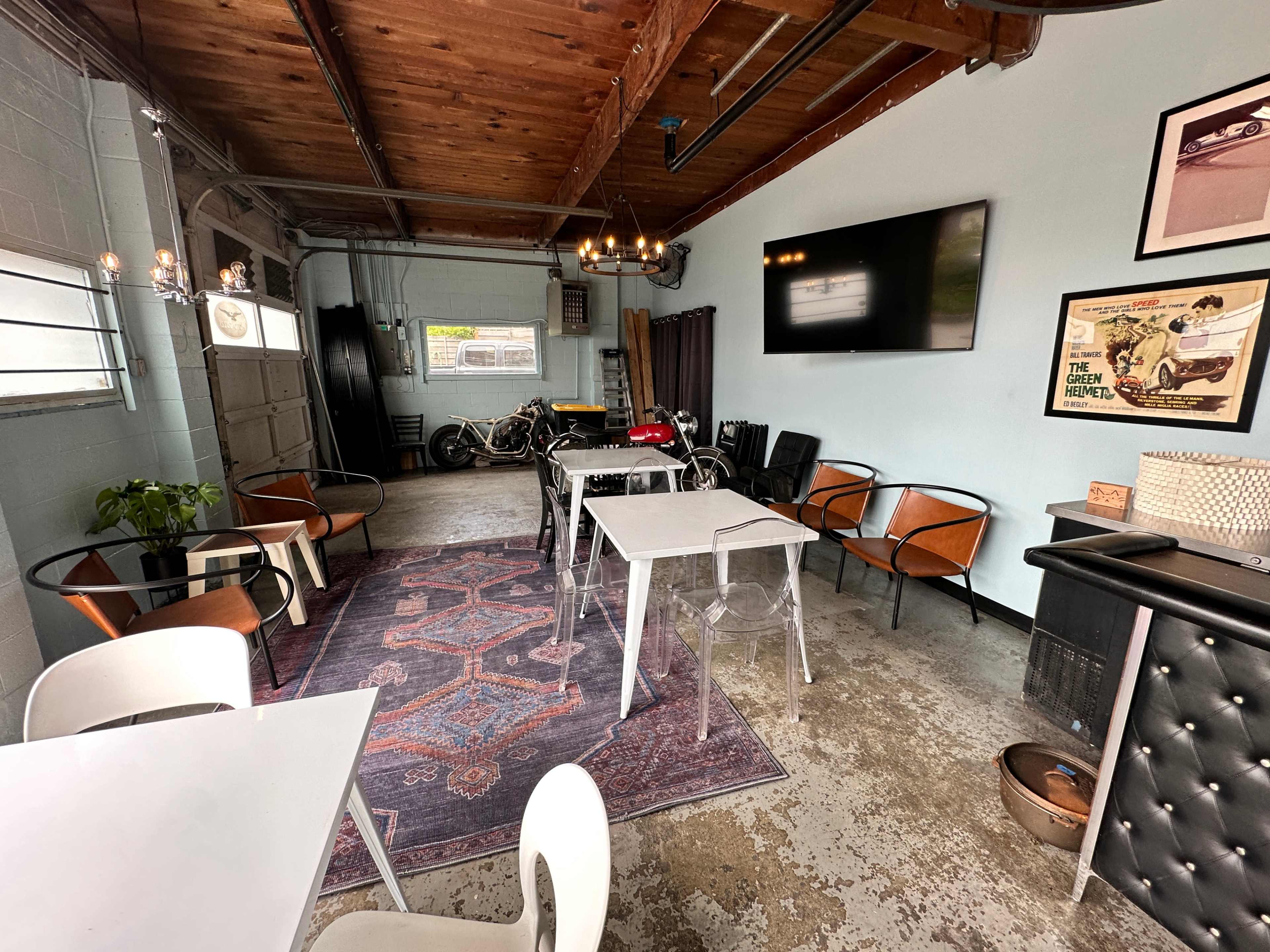 Cafe and Tavern in historic motorcycle service center. Image in Greenwood, Seattle, WA