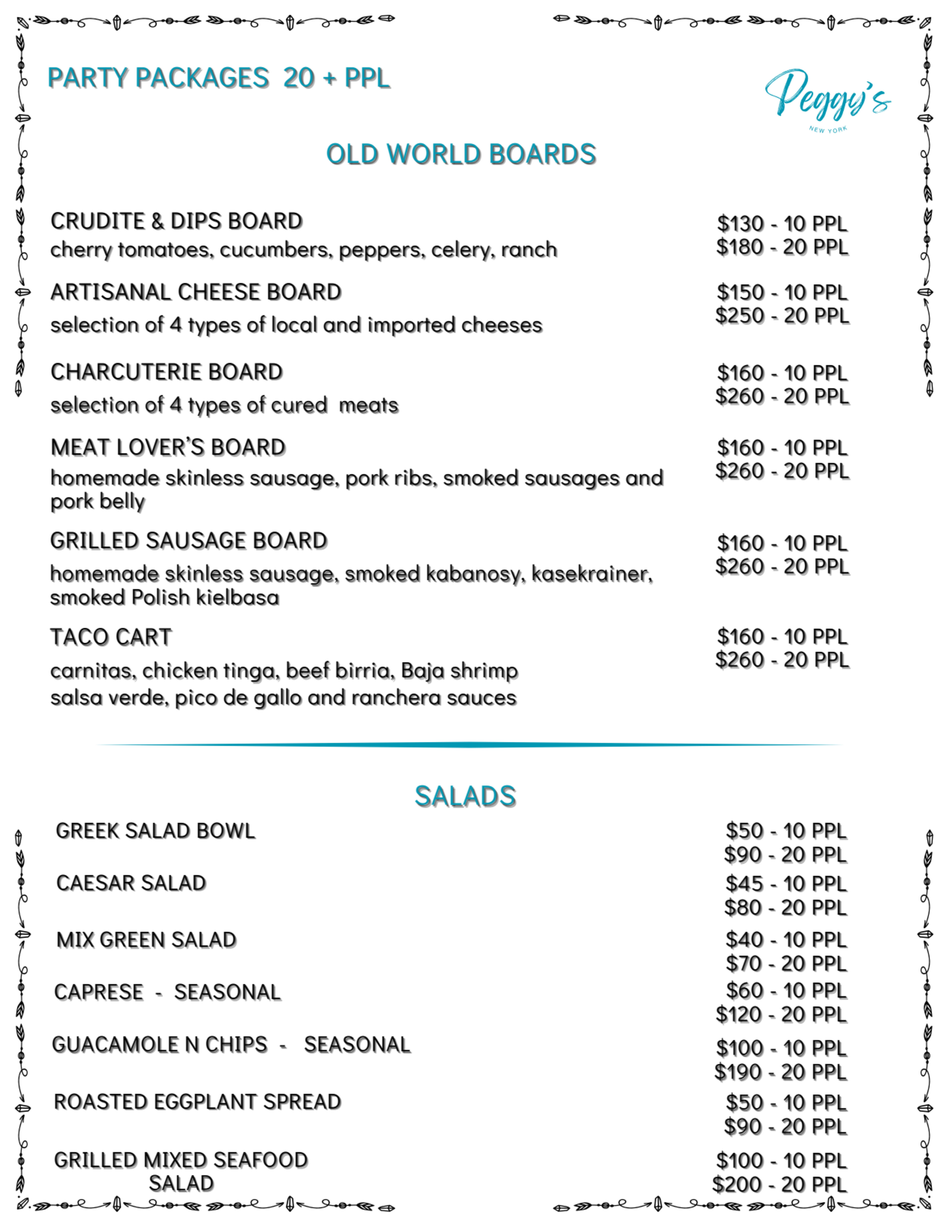 Menu offerings