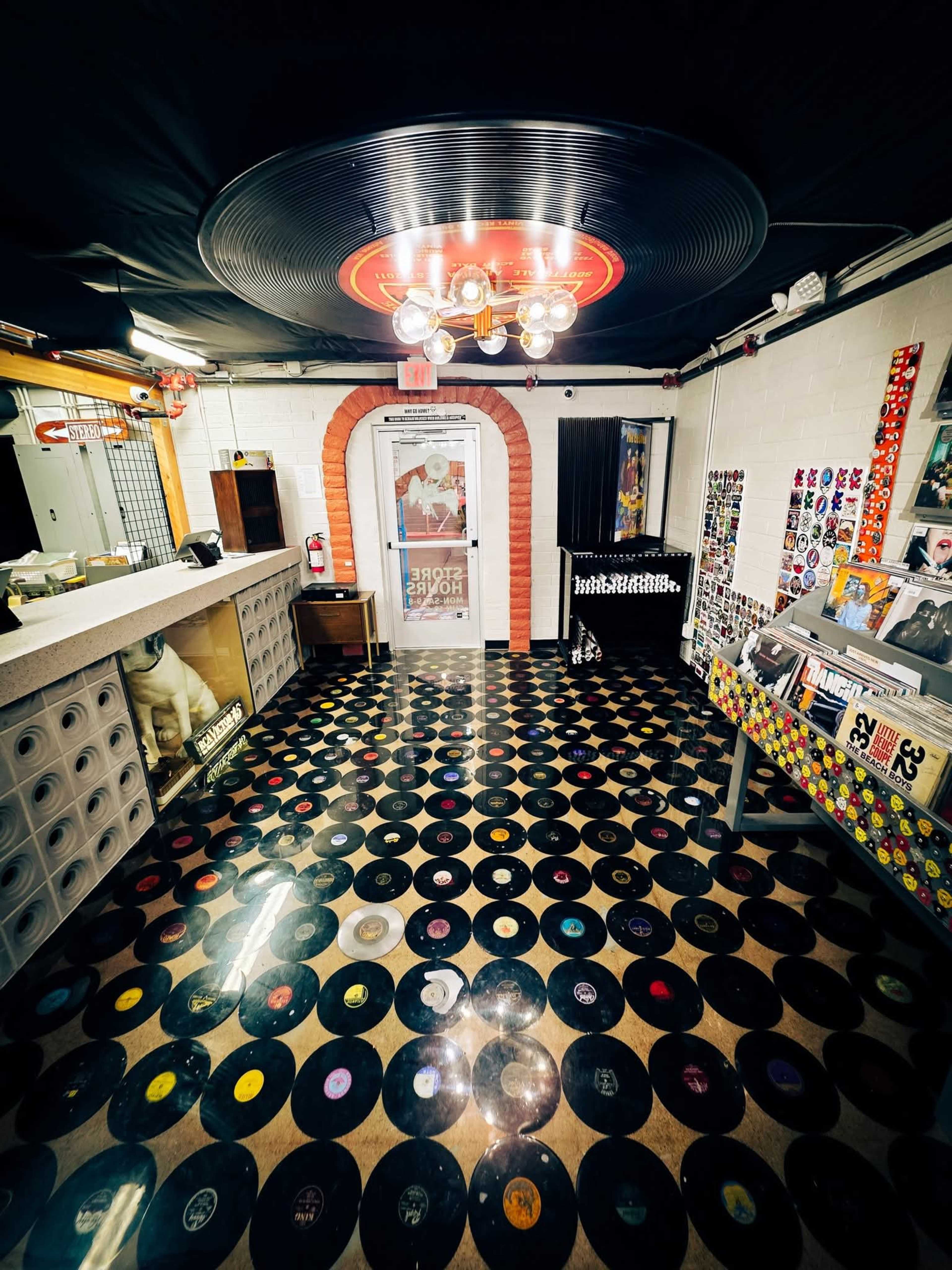 Very Unique Mid-century Boutique, Upscale Record Store With A Record Floor And Giant Record Chandelier. Image in Paradise Valley Plaza, Scottsdale, AZ