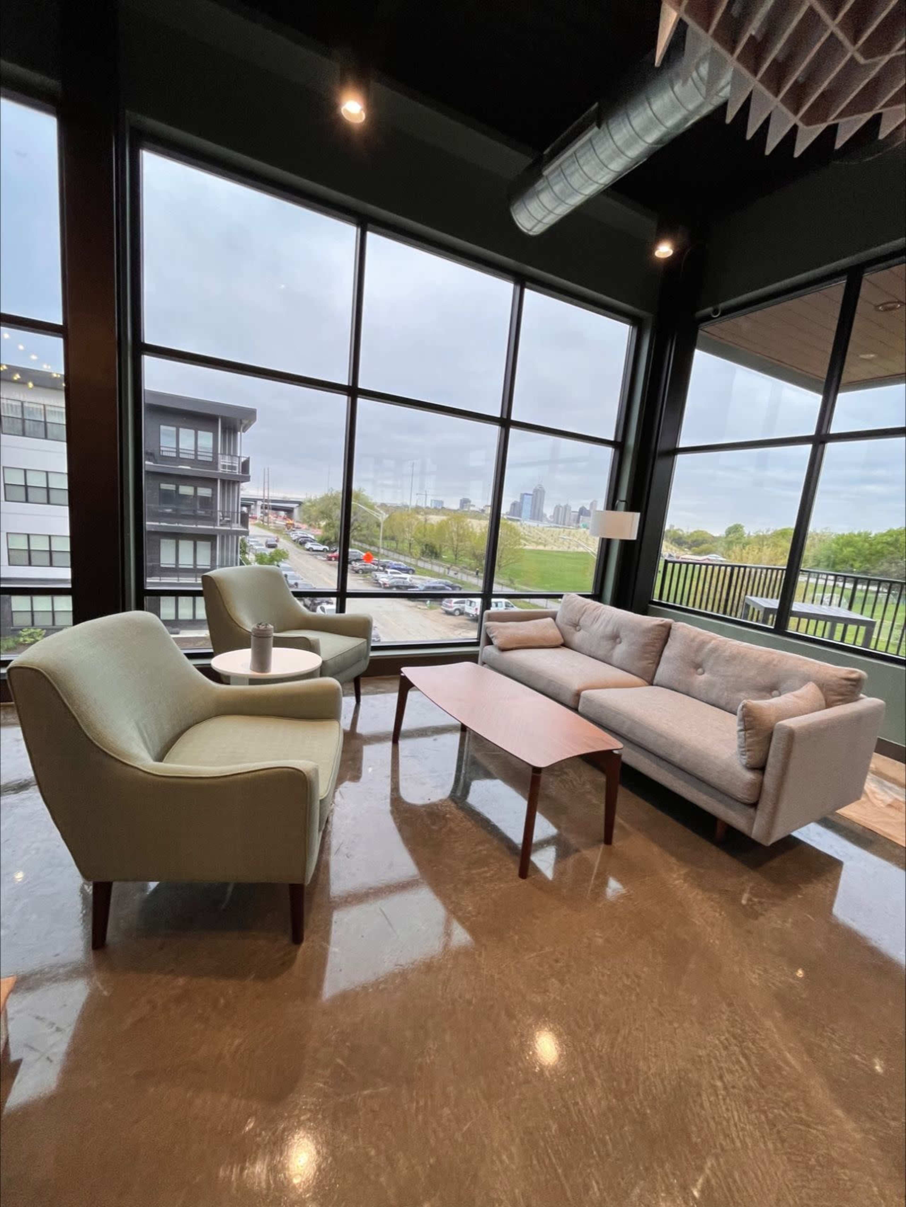Spacious Sunlit Event Space and Patio with a Skyline View Image in Hillside, Indianapolis, IN