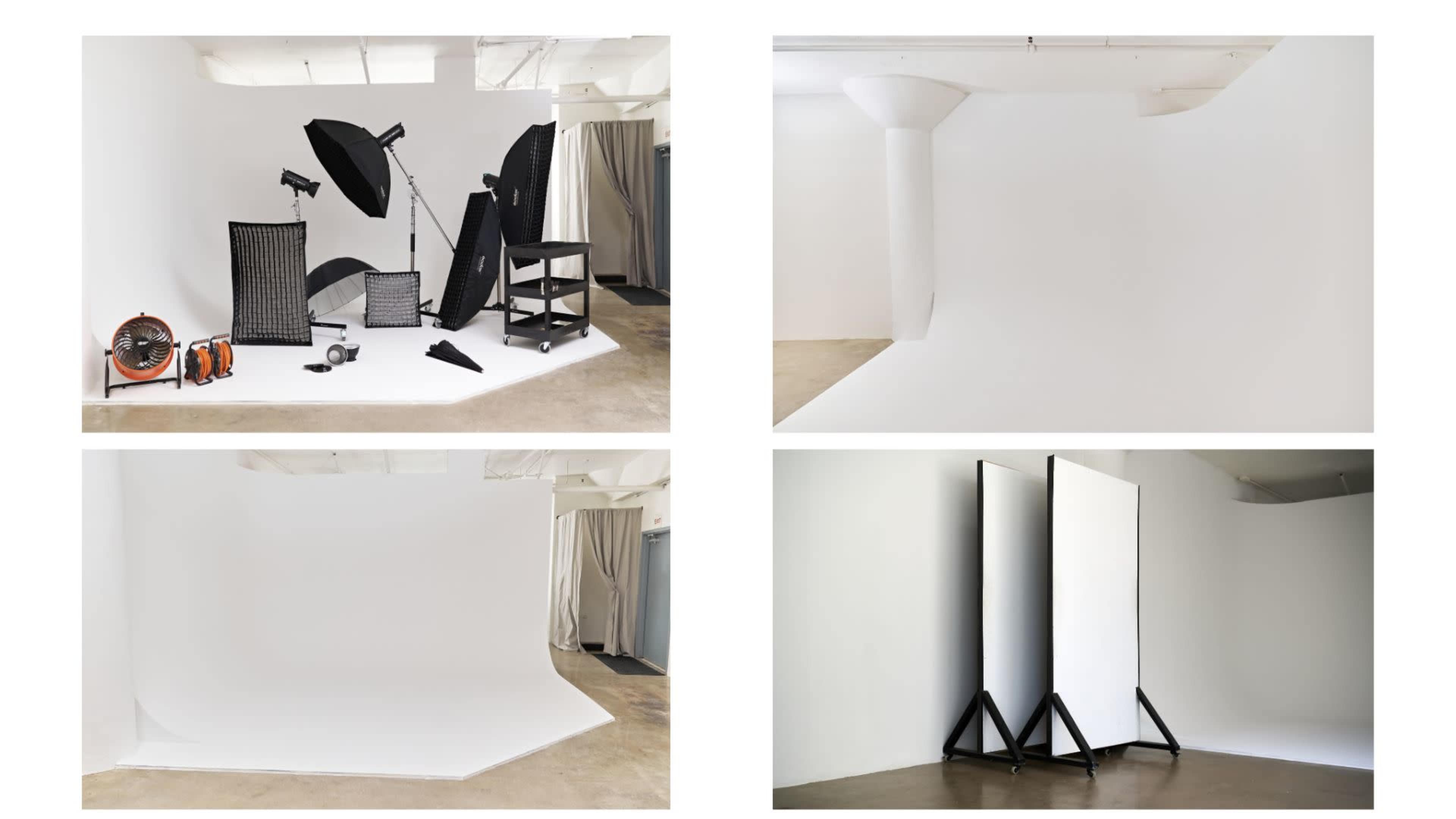 Two Valentine’s Sets / red velvet  +  White L-CYC  w/ light equipment including Image in Central LA, Los Angeles, CA